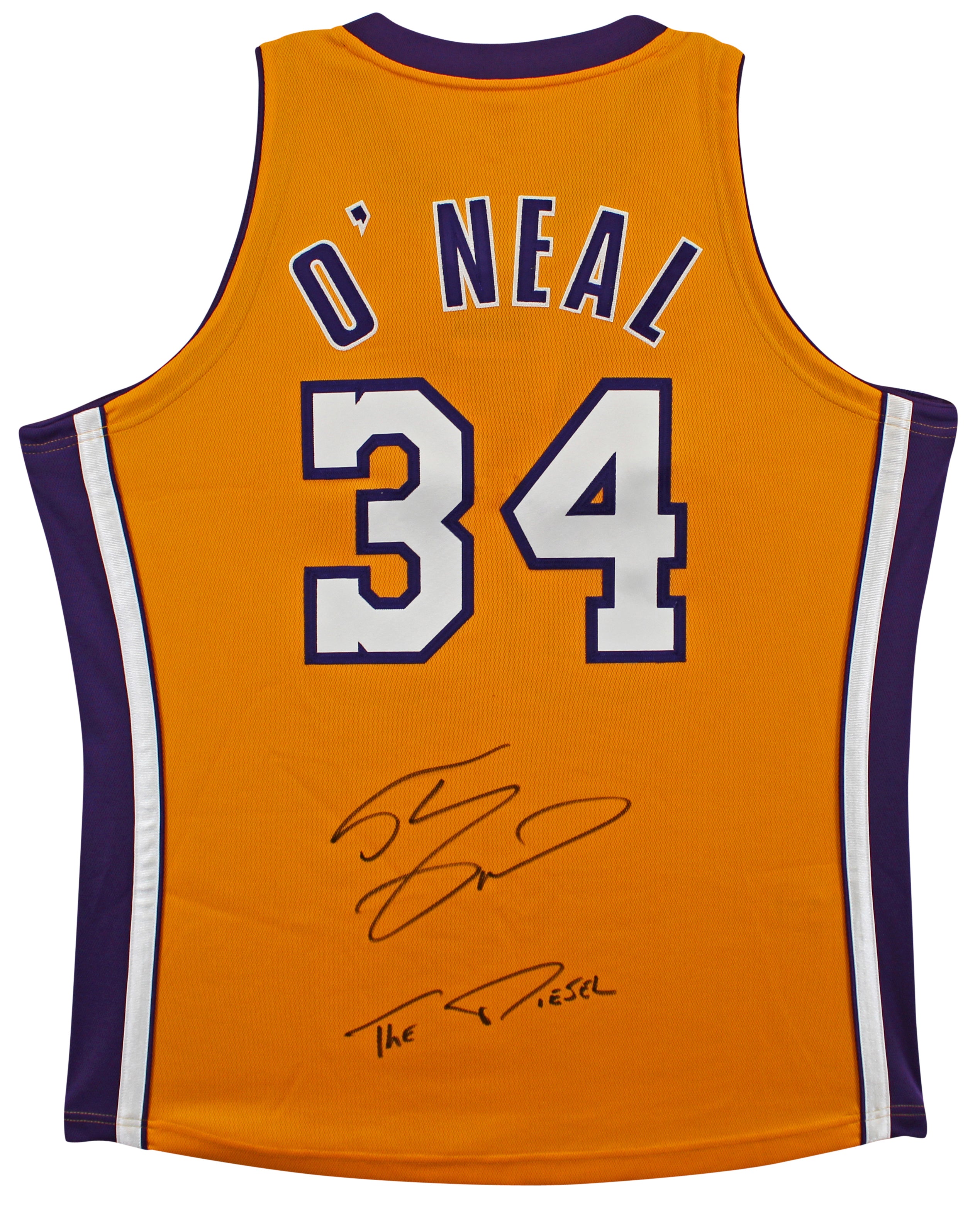 Shaquille O'Neal "Diesel" Signed Yellow M&N 2000-01 HWC Authentic Jersey BAS Wit