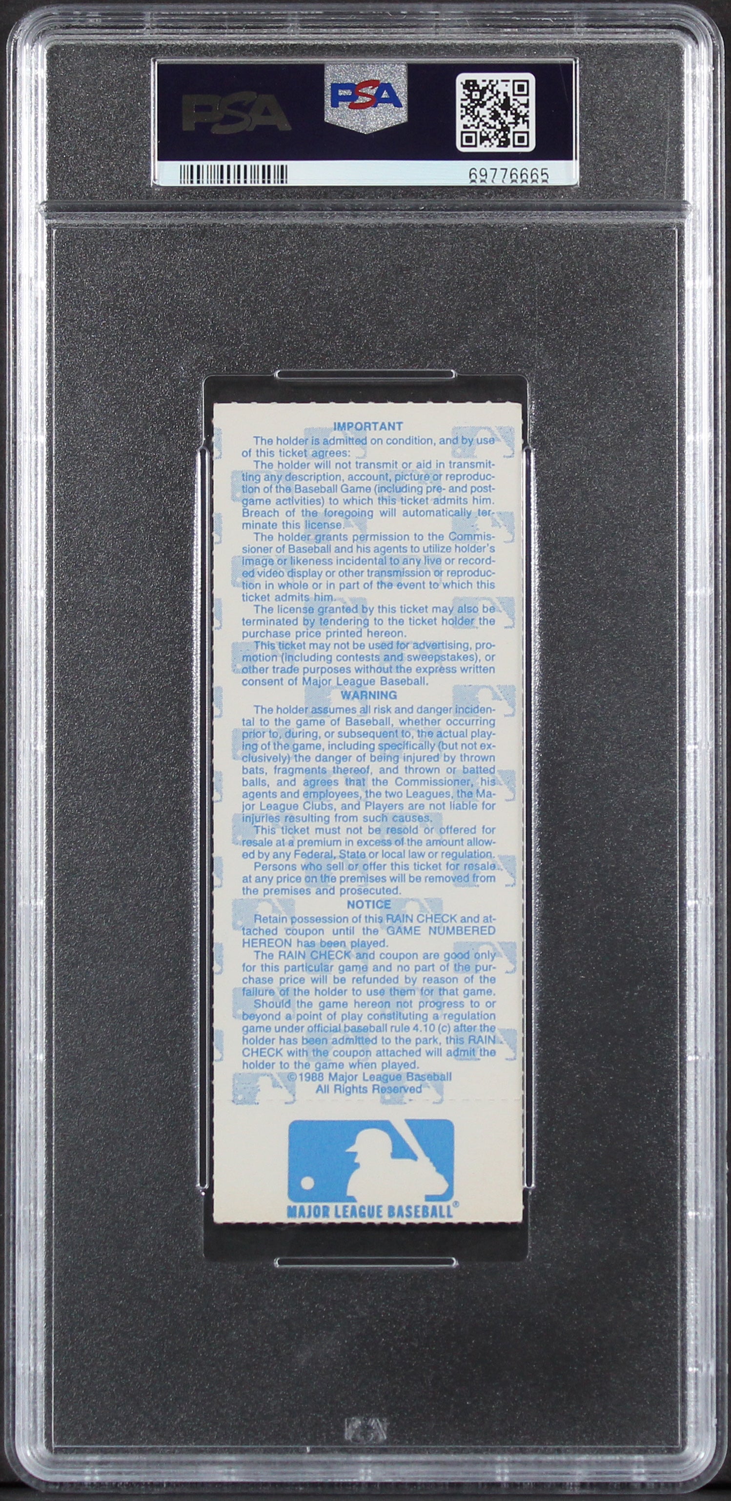 Dodgers Kirk Gibson "2x Insc" Signed 1988 WS Game 1 Ticket Auto 10 PSA Slabbed 1
