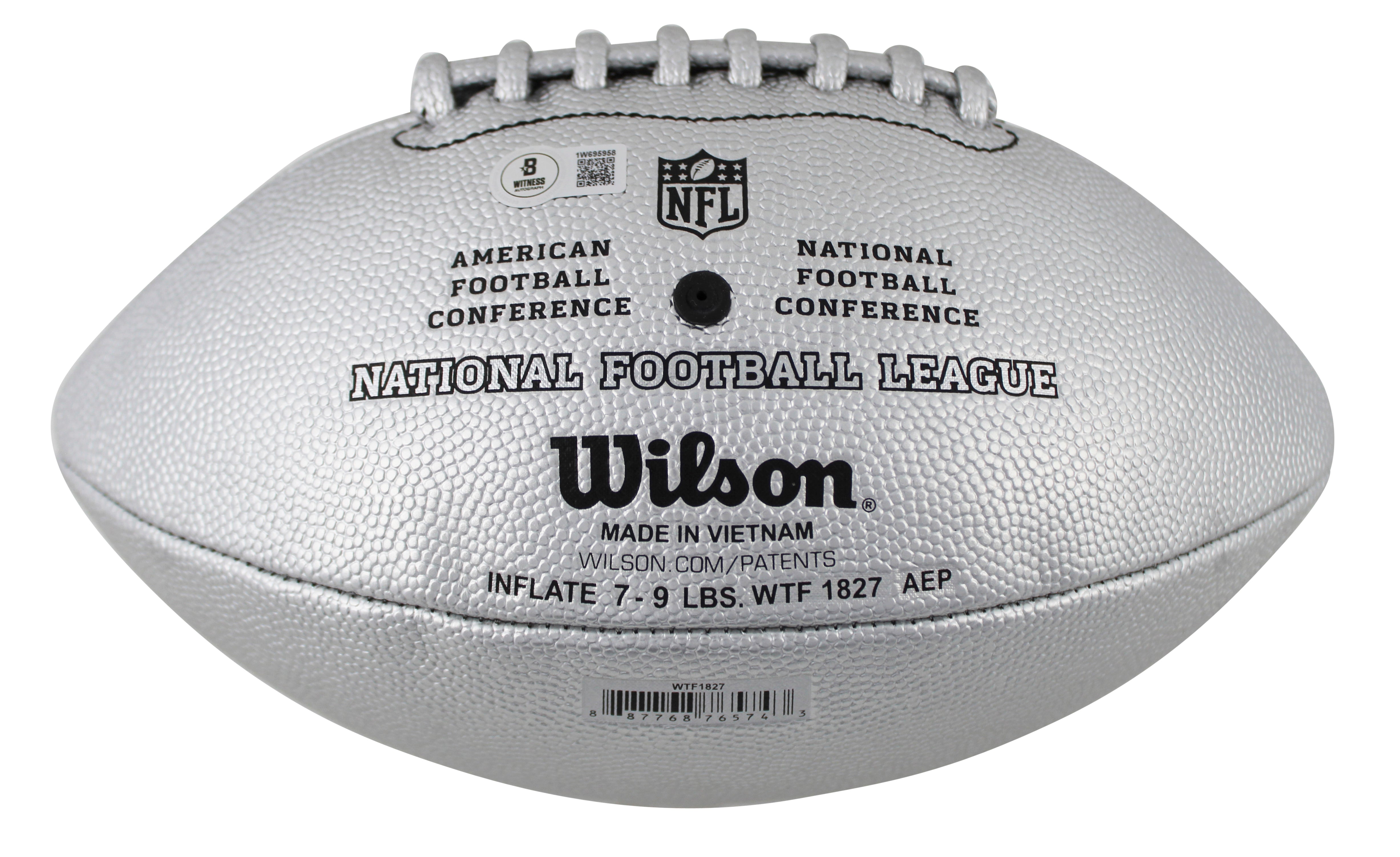 Kurt Warner Signed Wilson Replica Duke Metallic Silver Nfl Football BAS Witness
