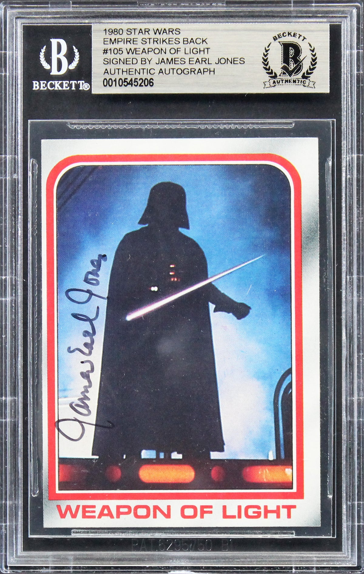 James Earl Jones Signed 1980 Star Wars ESB #105 Weapon Of Light Card BAS Slabbed