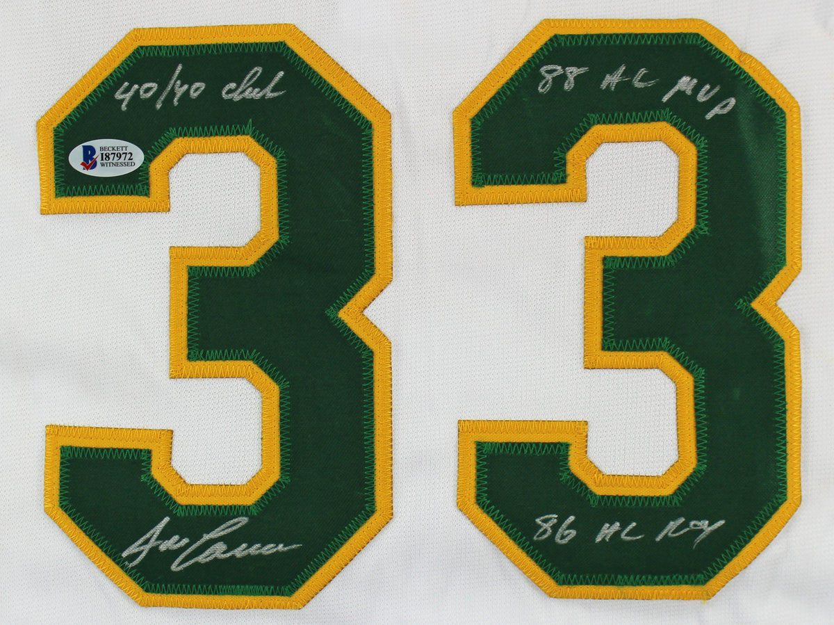 Jose Canseco "3x Inscribed" Signed White Pro Style Jersey BAS Witnessed #I87972