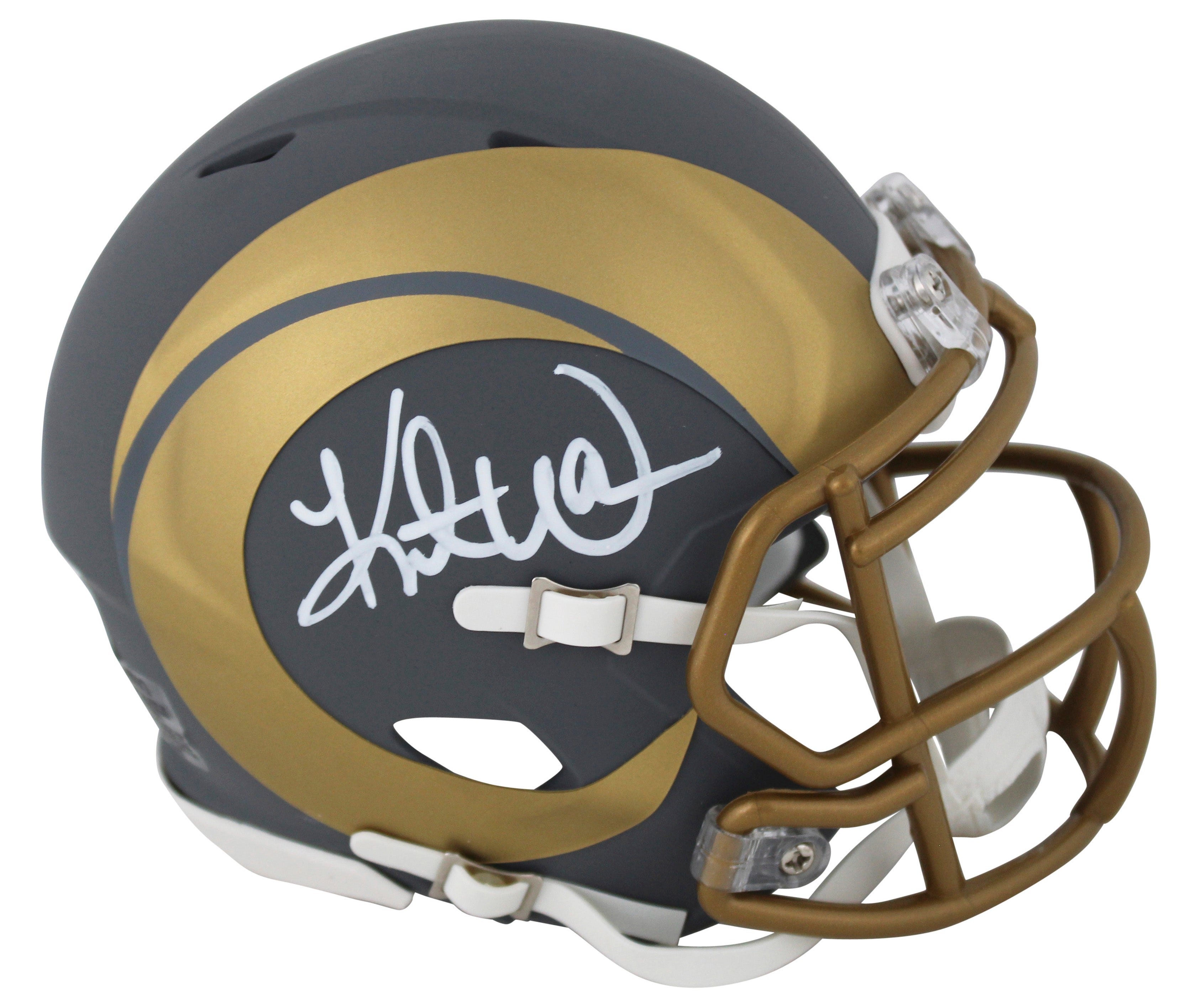 Rams Kurt Warner Authentic Signed Slate Speed Mini Helmet W/ Case BAS Witnessed