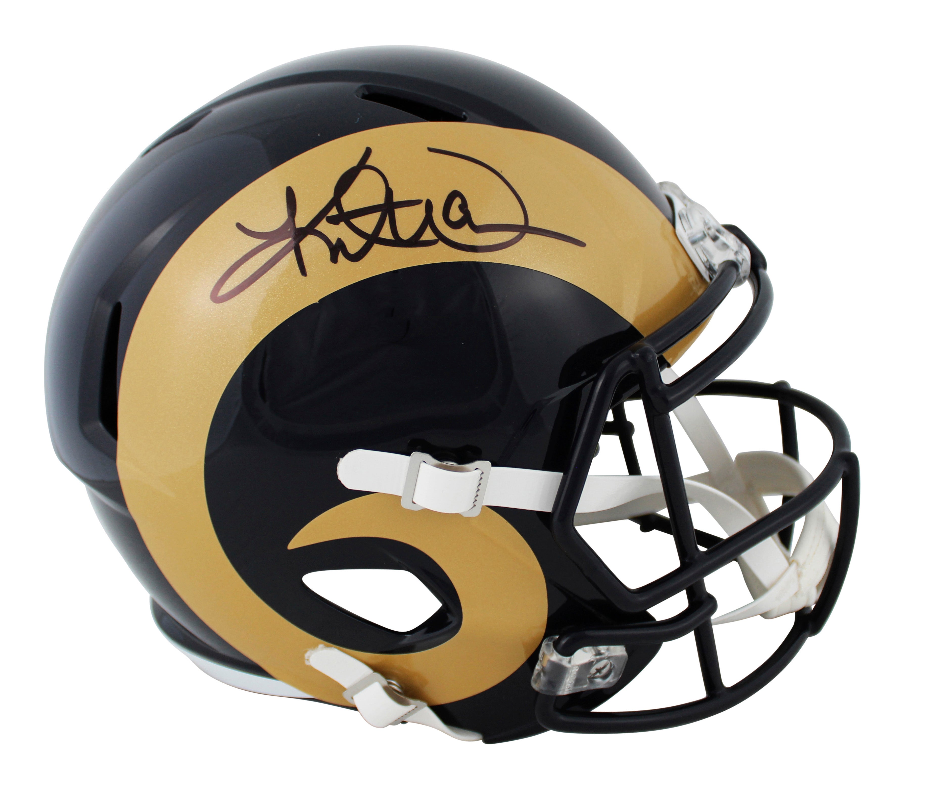 Rams Kurt Warner Signed 2000-16 TB Speed F/S Speed Rep Helmet W/ Case BAS Wit