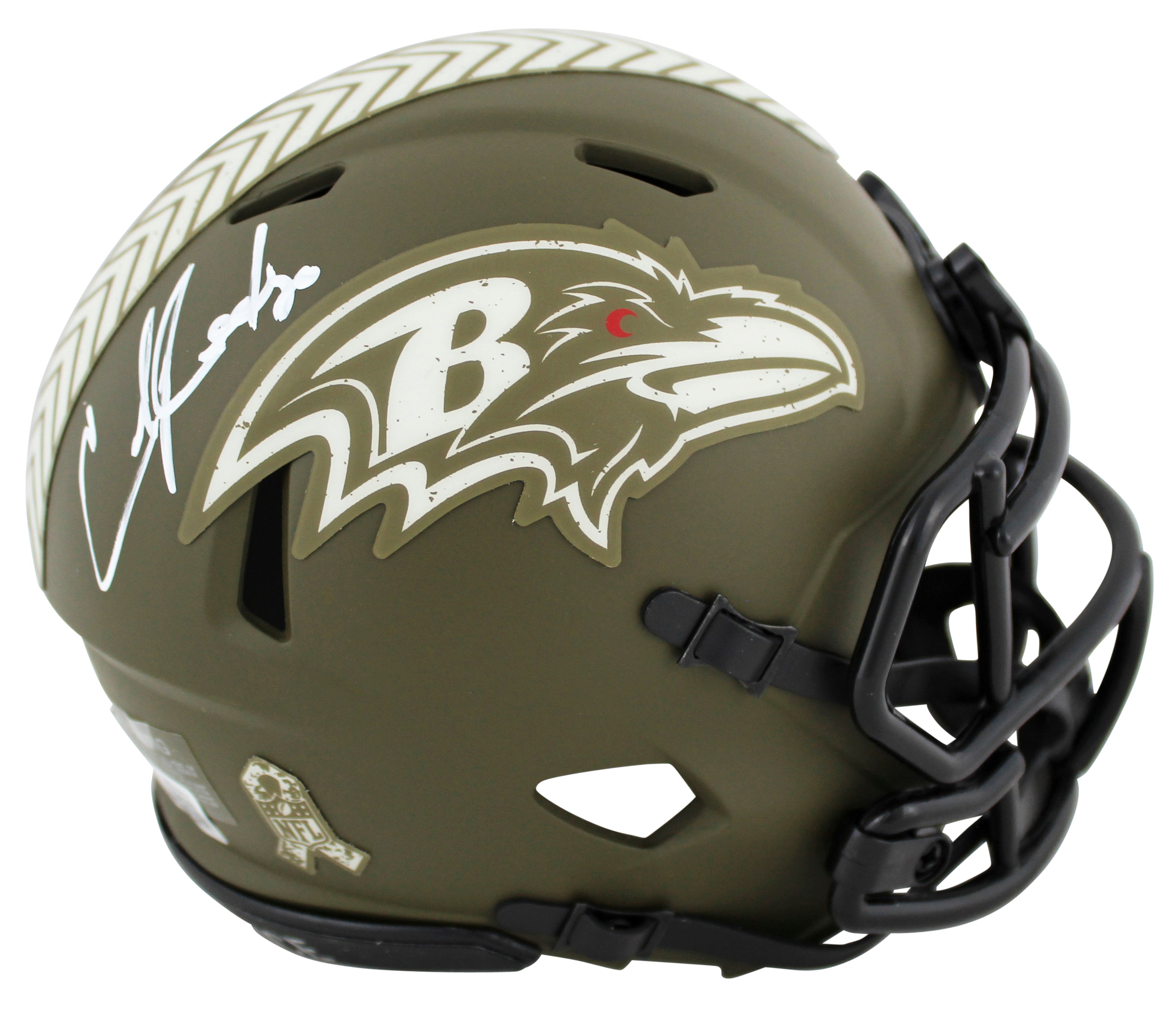 Ravens Ed Reed Authentic Signed Salute To Service Speed Mini Helmet BAS Witness