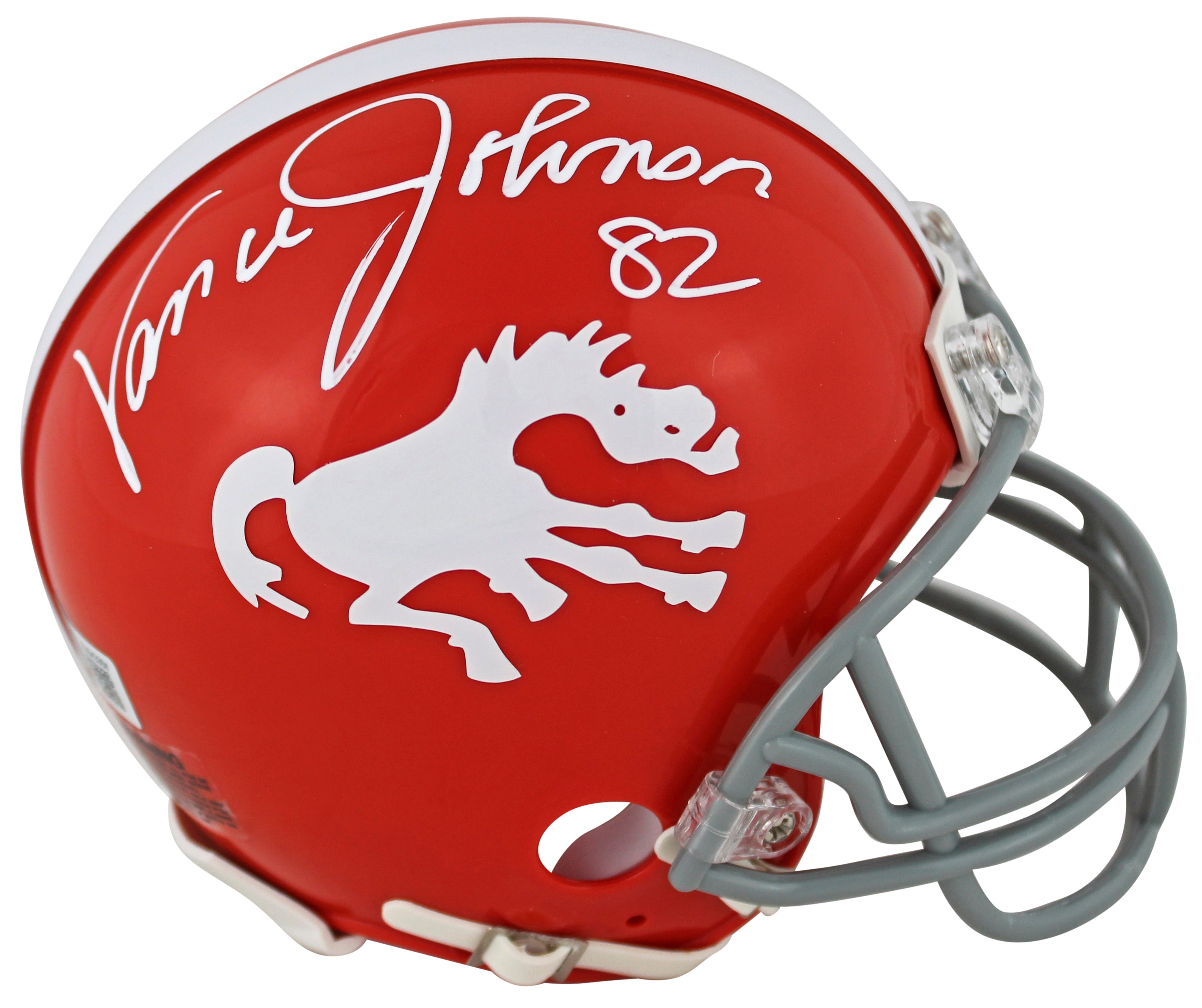 Broncos Vance Johnson Authentic Signed 1962-65 Throwback Rep Mini Helmet BAS