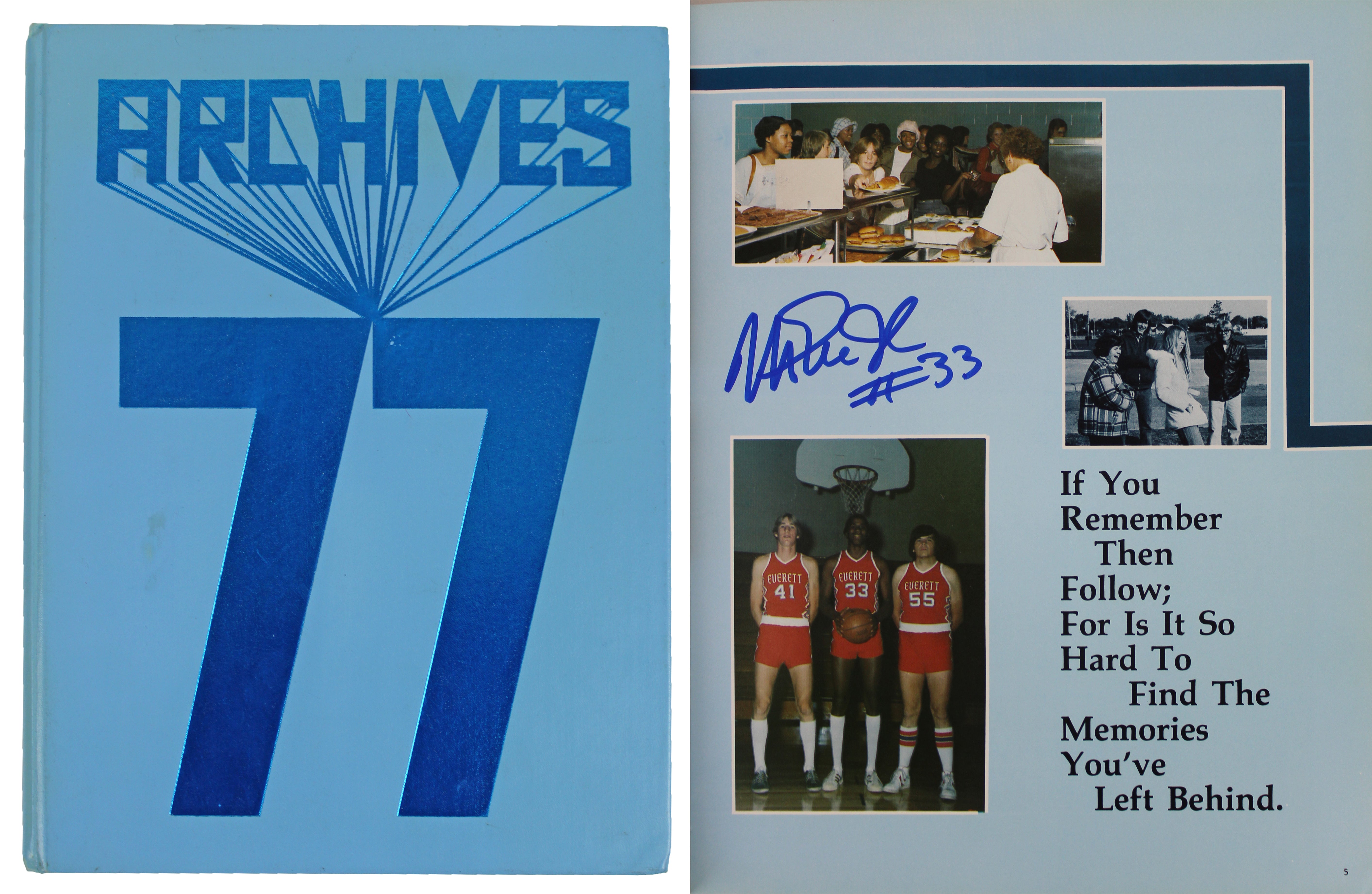 Lakers Magic Johnson 6x Signed 1977 Everett High School Yearbook BAS Wit #A39164