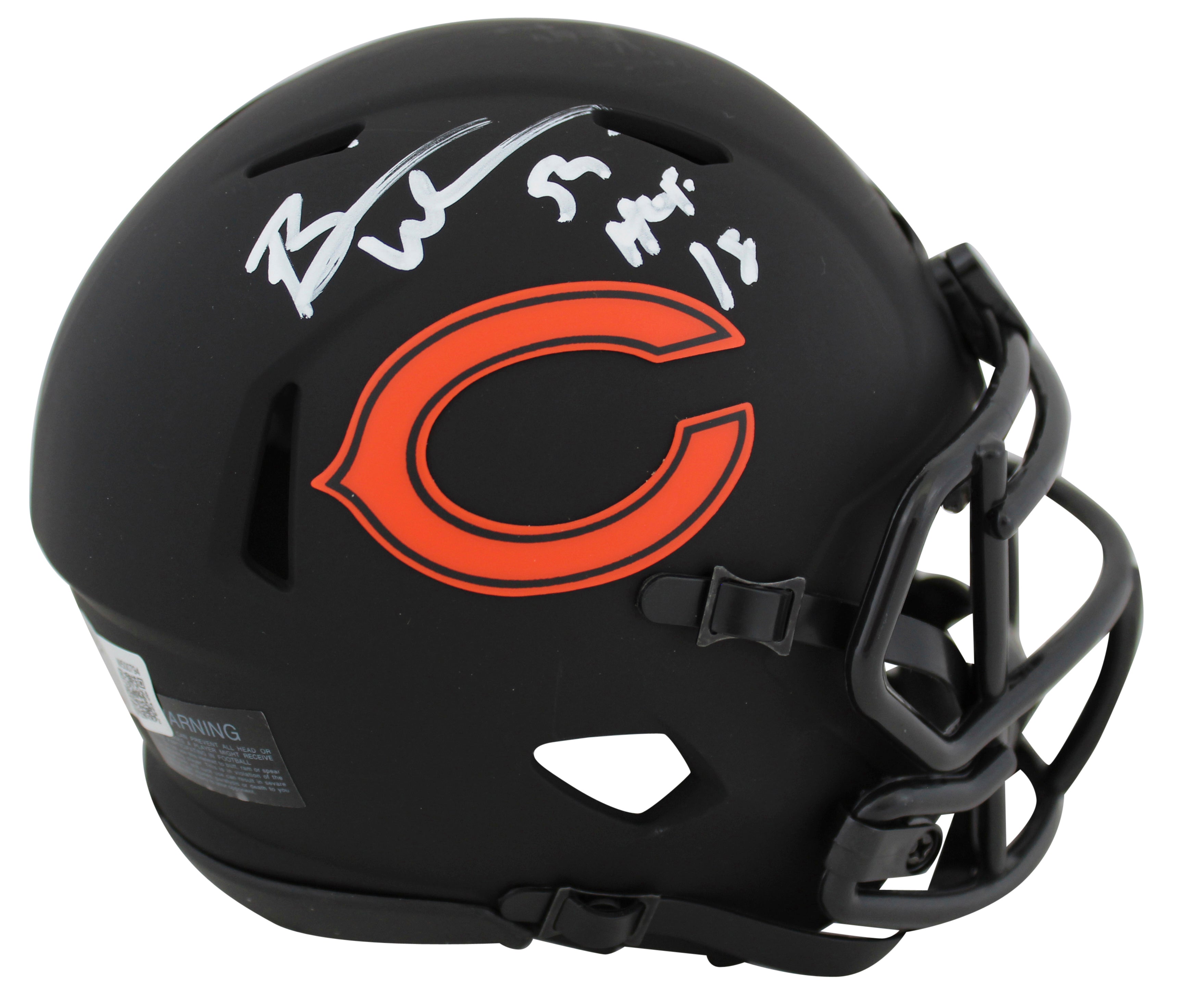 Bears Brian Urlacher "HOF 18" Signed Eclipse Speed Mini Helmet BAS Witnessed