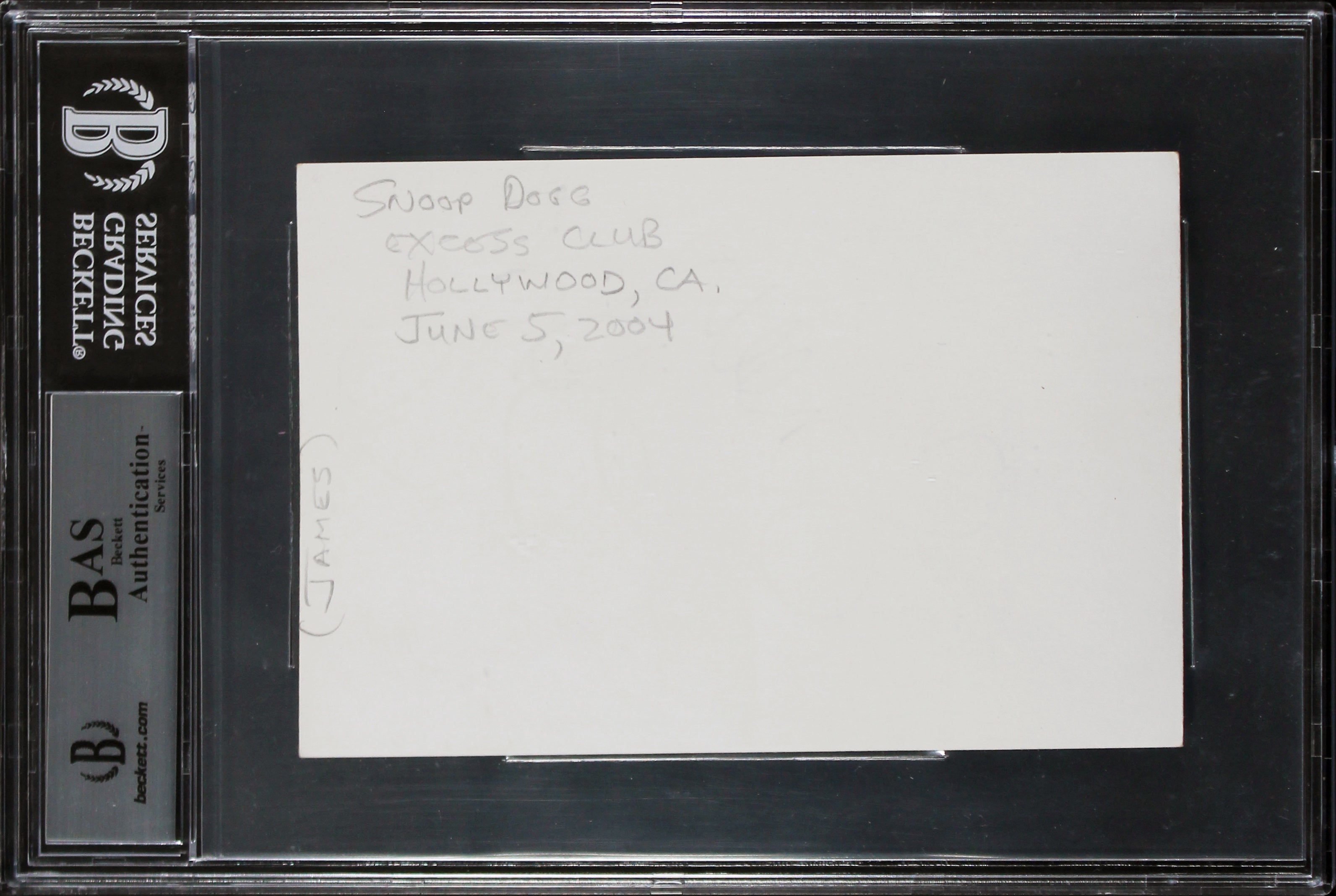 Snoop Dogg Rapper & Actor Authentic Signed 4x6 Index Card BAS Slabbed