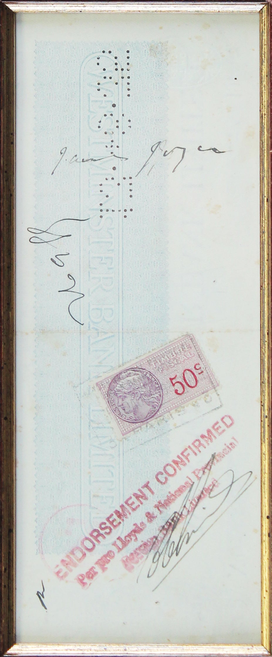 James Joyce Authentic Signed & Framed 3.25x8.25 Check Autographed BAS #AB14016