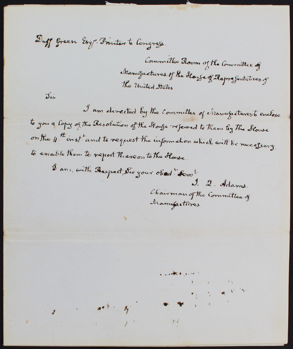 John Quincy Adams Authentic Signed 8x10 Hand Written Letter Dated PSA #W09593