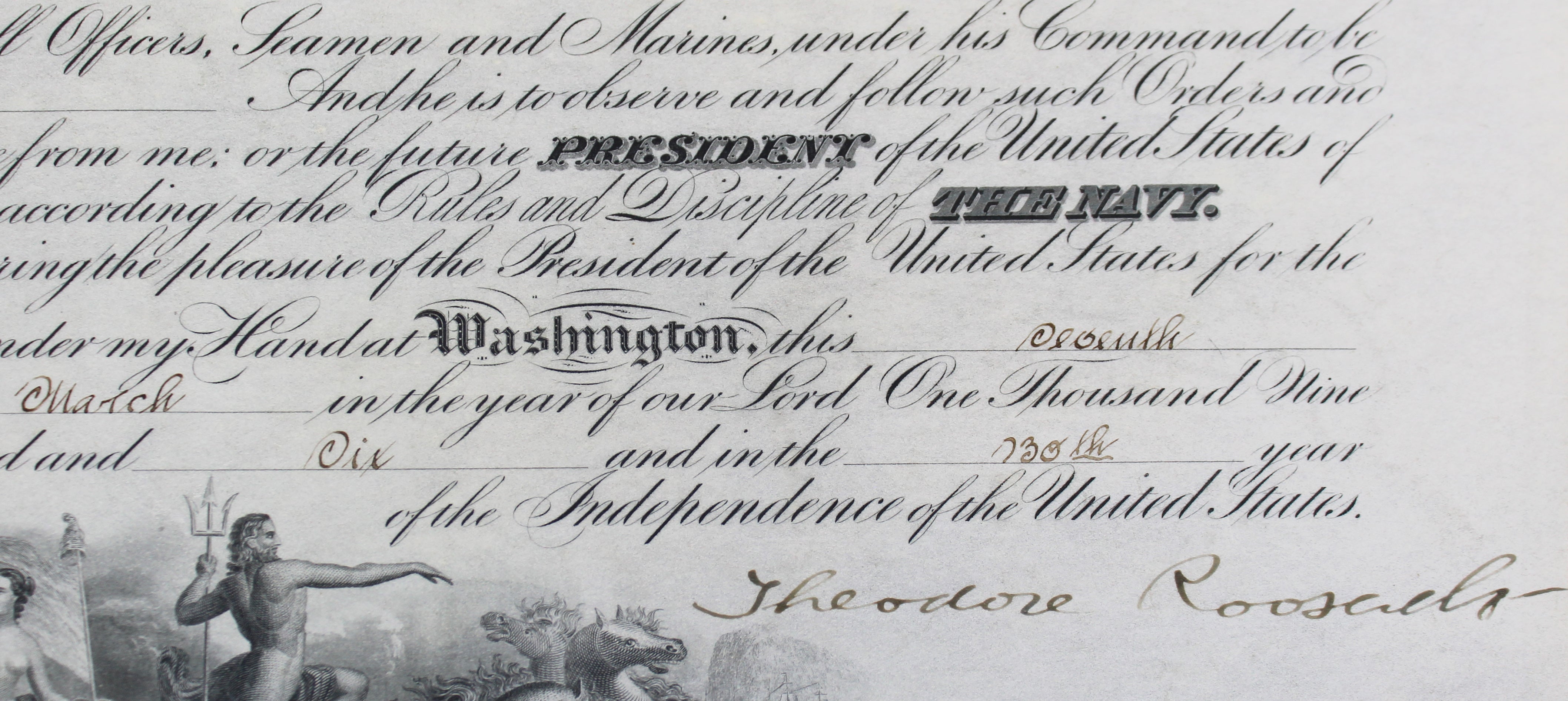Theodore Roosevelt Signed 15.75x19.5 1906 Military Appointment BAS #AB14012