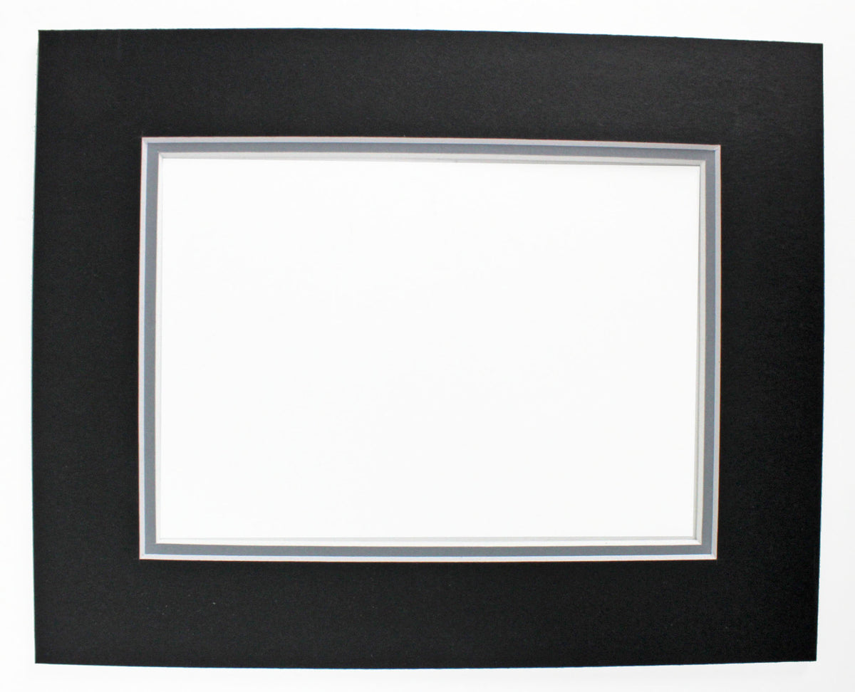 Picture Frame Double Mat 8x10 For 5x7 Photo Black/Silver Pack of 10