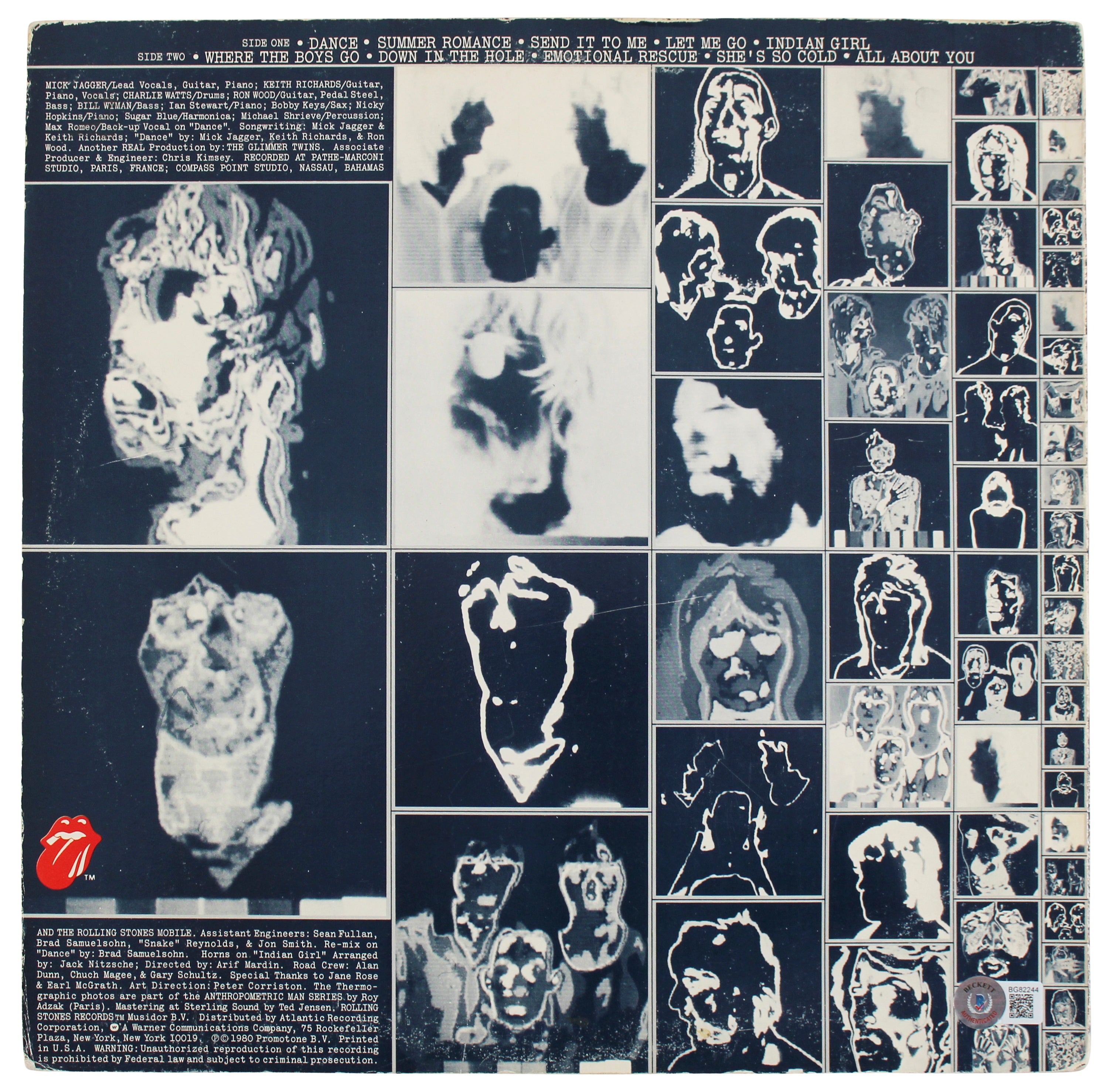 Ronnie Wood The Rolling Stones Signed Emotional Rescue Album Cover BAS #BG82244
