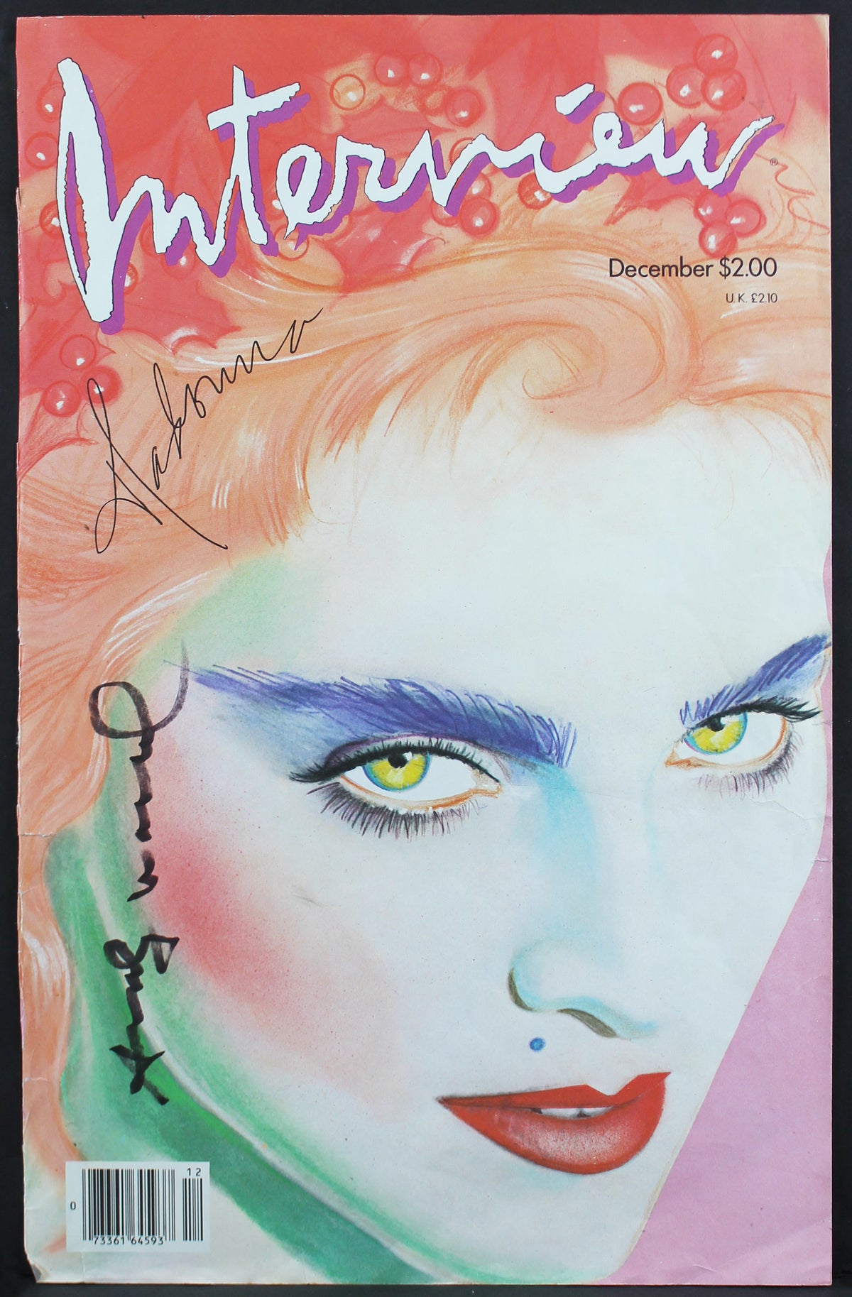 Andy Warhol Signed 1985 11x17 Madonna Interview Magazine Cover BAS #AB14001