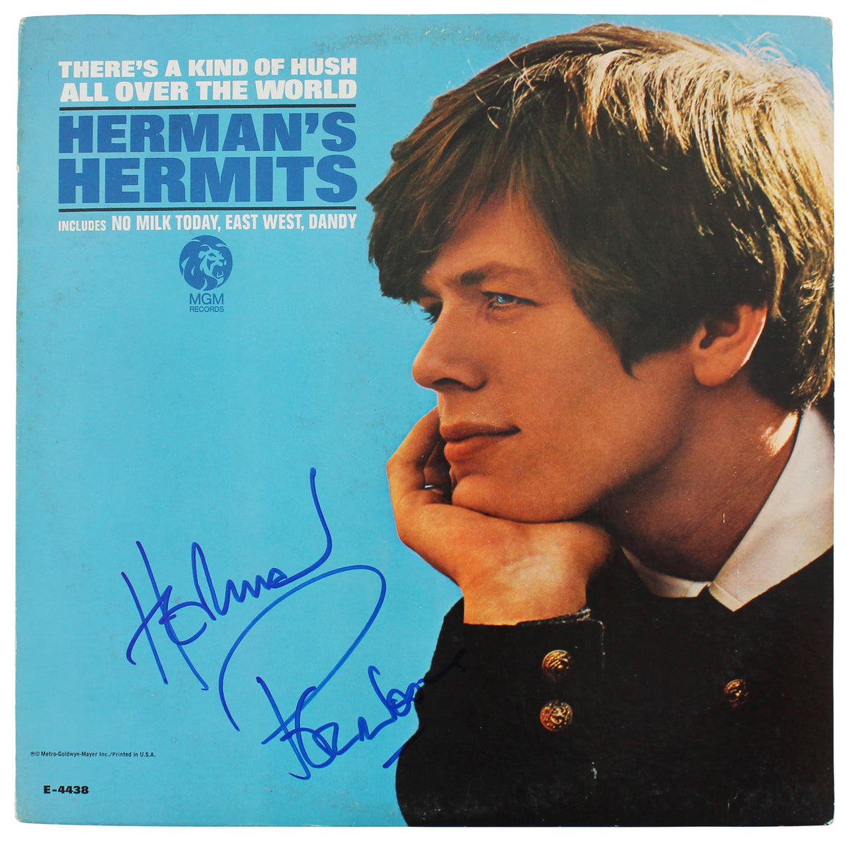 Peter Noone Signed There's A Kind Of Hush All Over The World Album Cover BAS