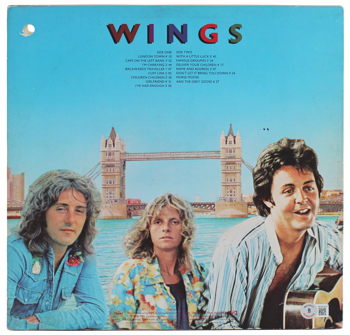 Denny Laine Wings Authentic Signed London Town Album Cover BAS #BG82247