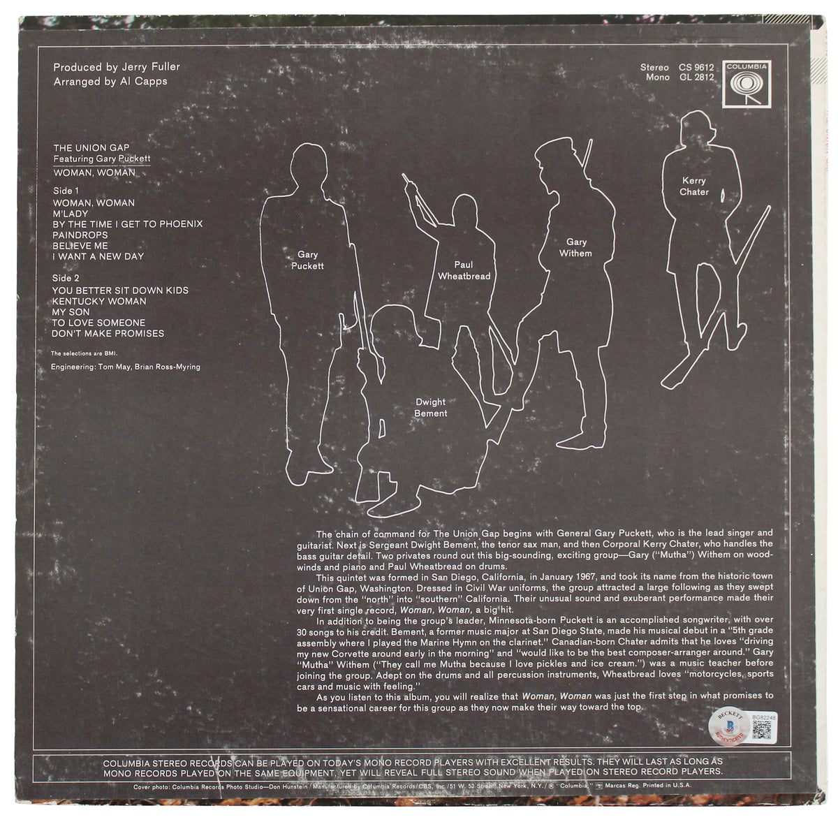 Gary Puckett The Union Gap's Signed Woman, Woman Album Cover BAS #BG82248