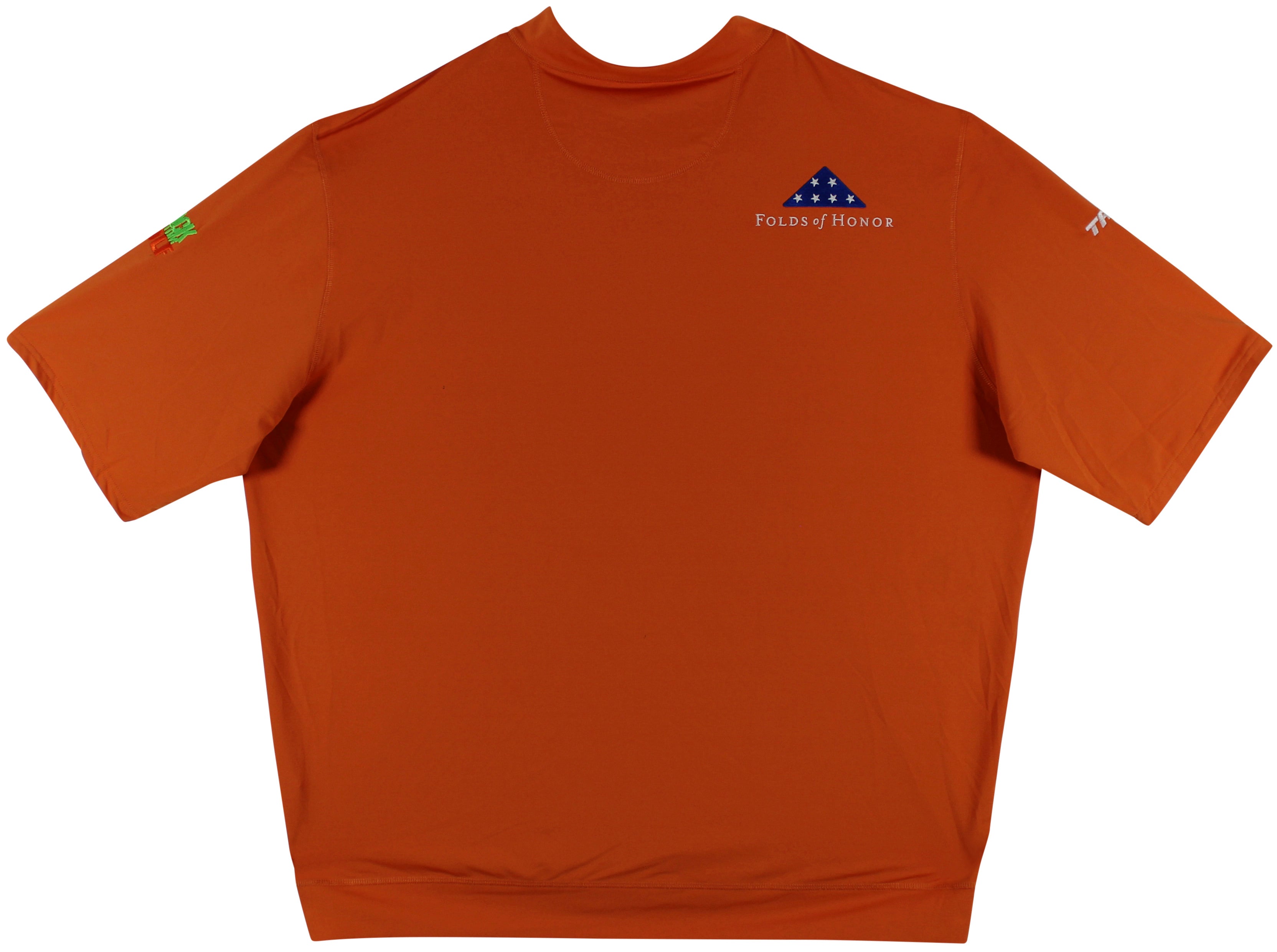 John Daly Signed Match Worn Orange Folds of Honor Quarter Zip Shirt BAS #BH00324