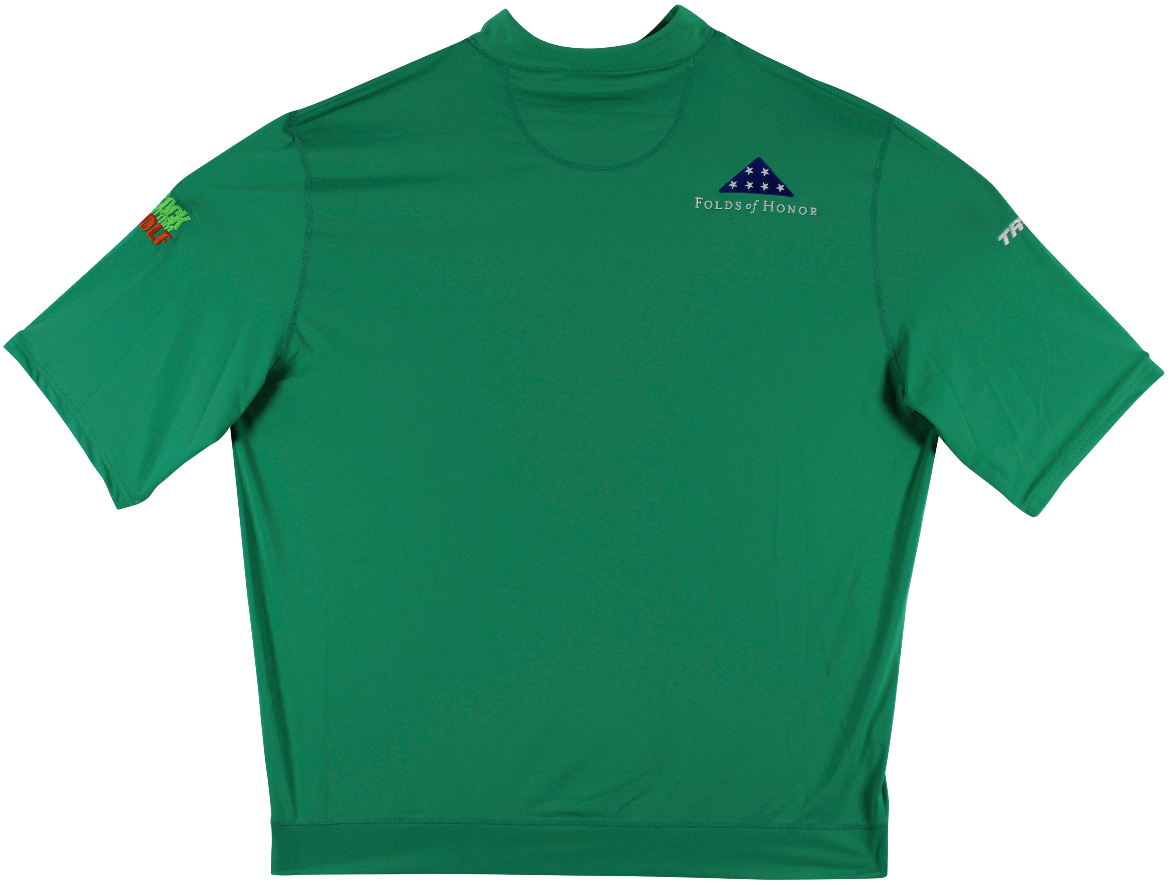 John Daly Signed Match Worn Green Folds of Honor Quarter Zip Shirt BAS #BH00322