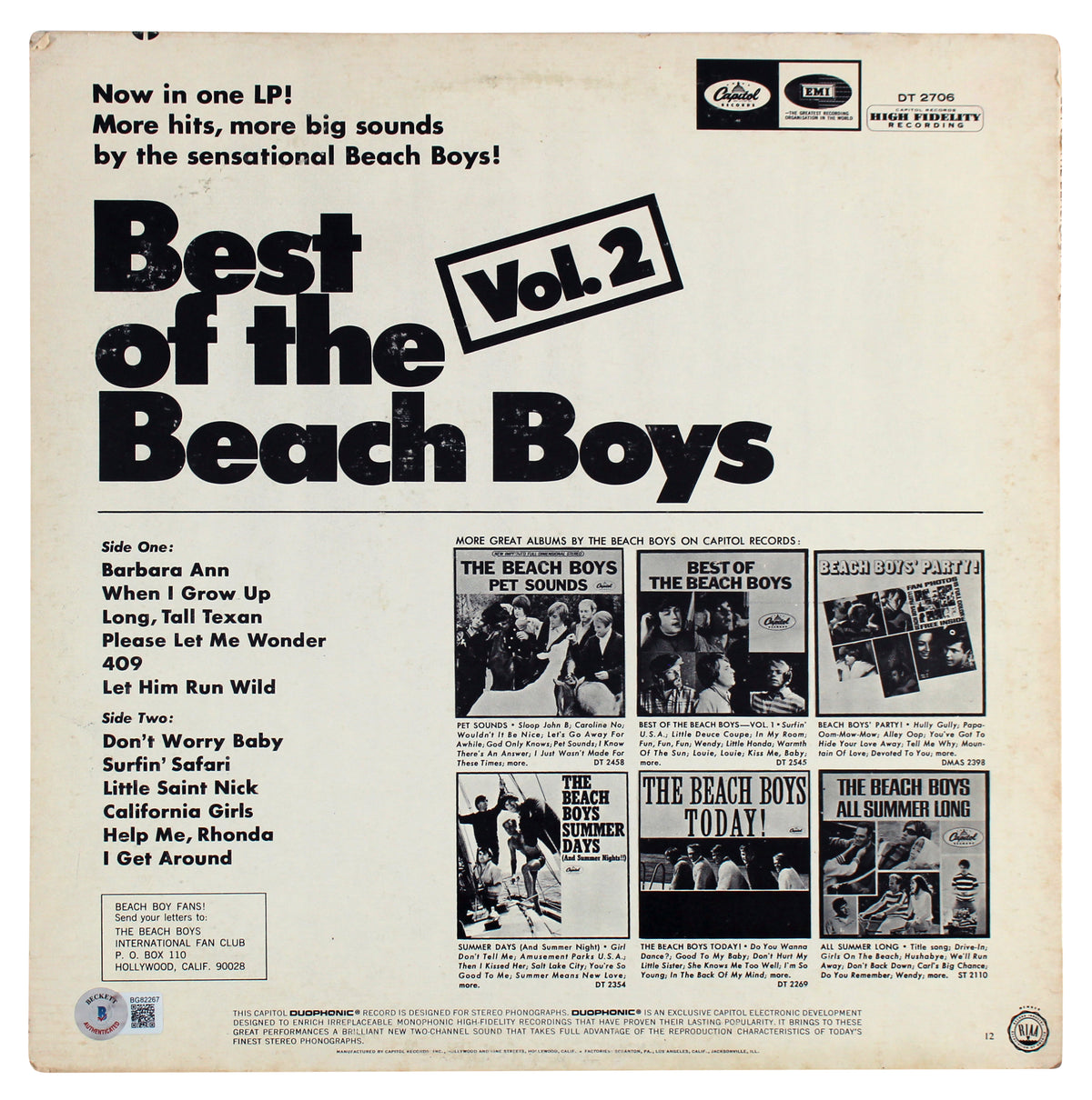 Al Jardine Authentic Signed Best Of Beach Boys Vol. 2 Album Cover BAS #BG82267