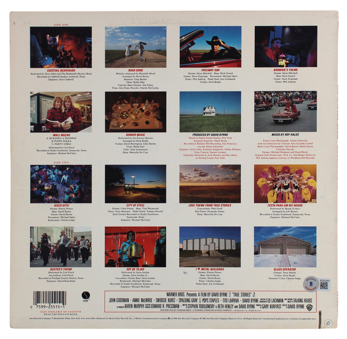 David Byrne Beach Boys Signed Sounds From True Stories Album Cover BAS #BG82265