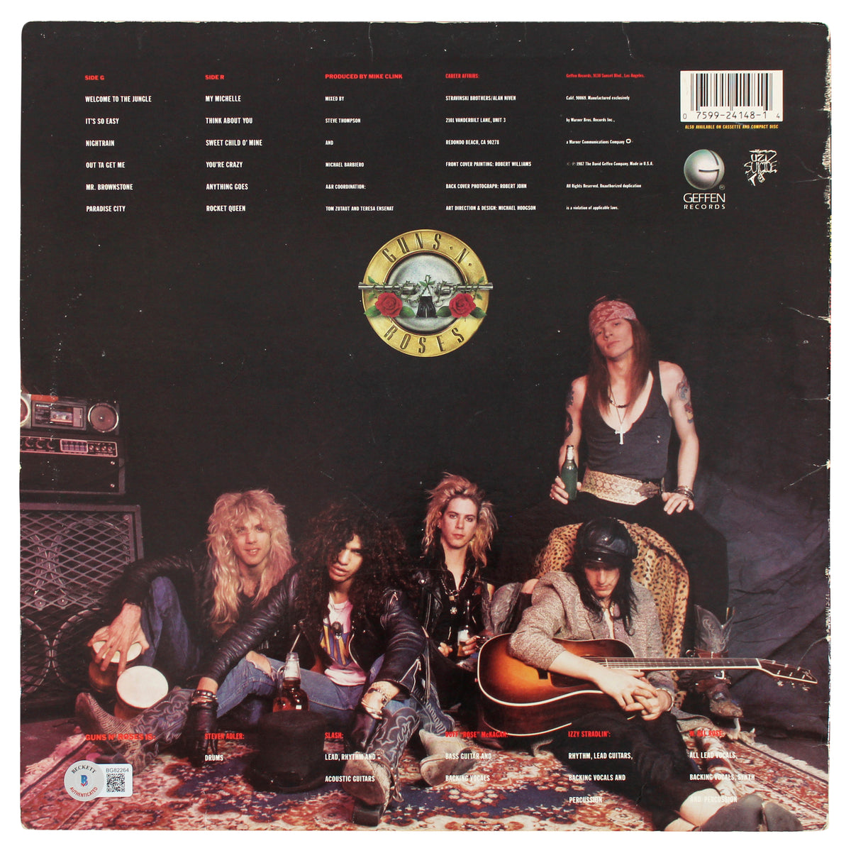 Duff McKagan & Steven Adler Guns N' Roses Signed Album Cover BAS #BG82264