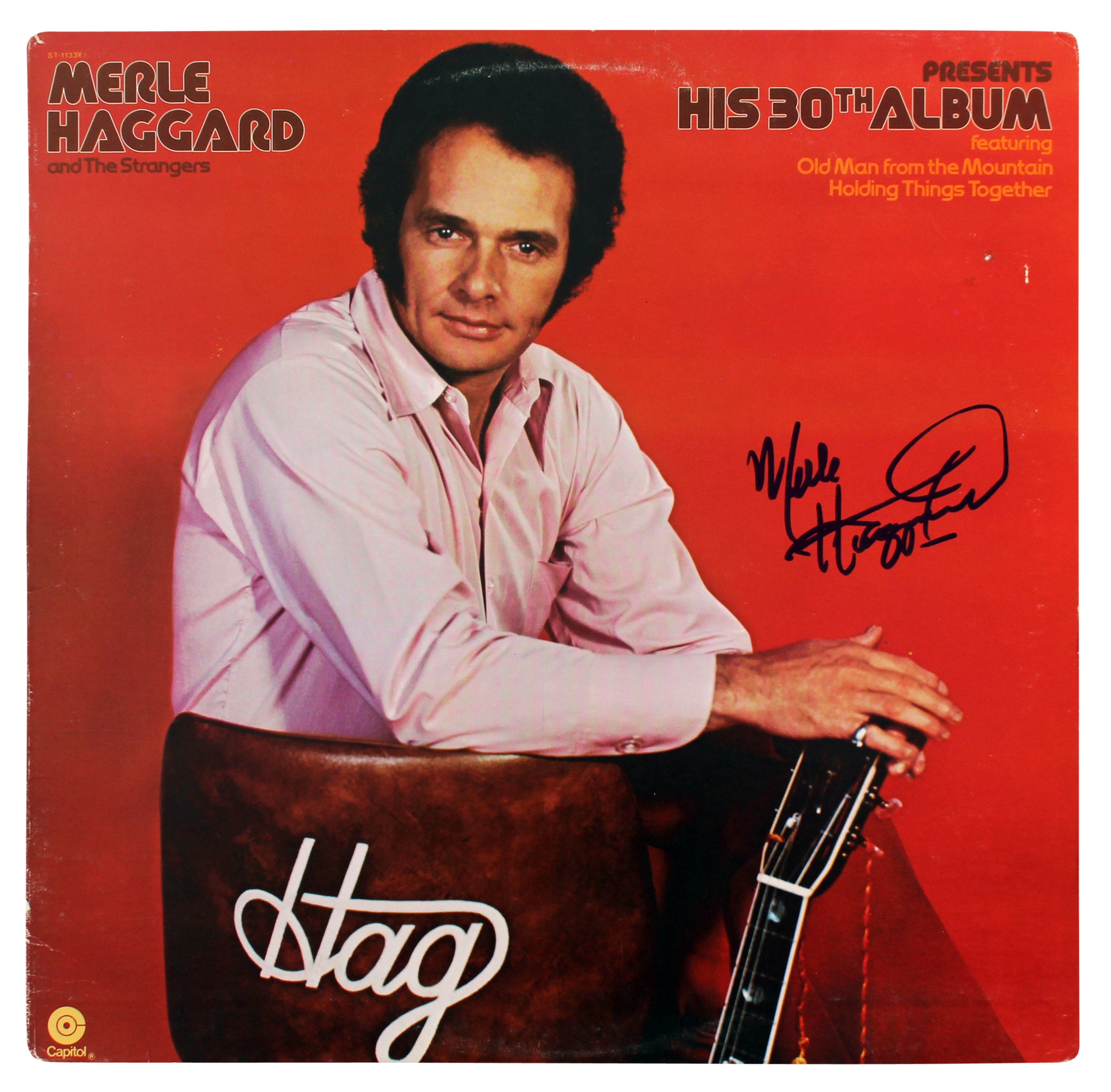Merle Haggard Authentic Signed His 30th Album Album Cover BAS #BG83132