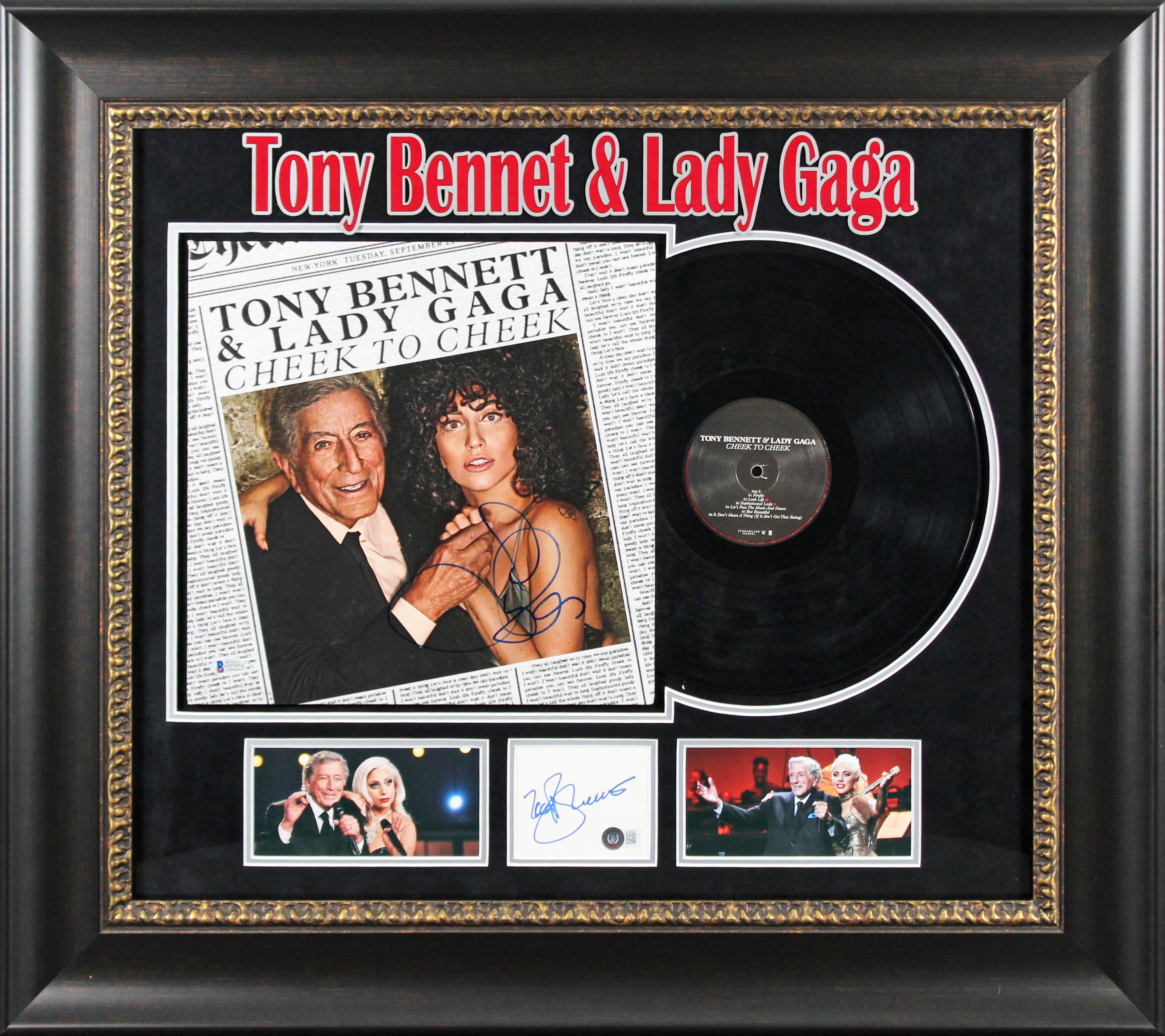 Tony Bennett & Lady Gaga Authentic Signed Framed Display Autographed BAS