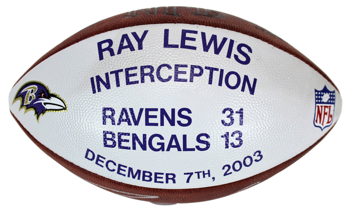 Ravens Ray Lewis Signed 12-7-2003 Vs Bengals Game Used Official Football BAS