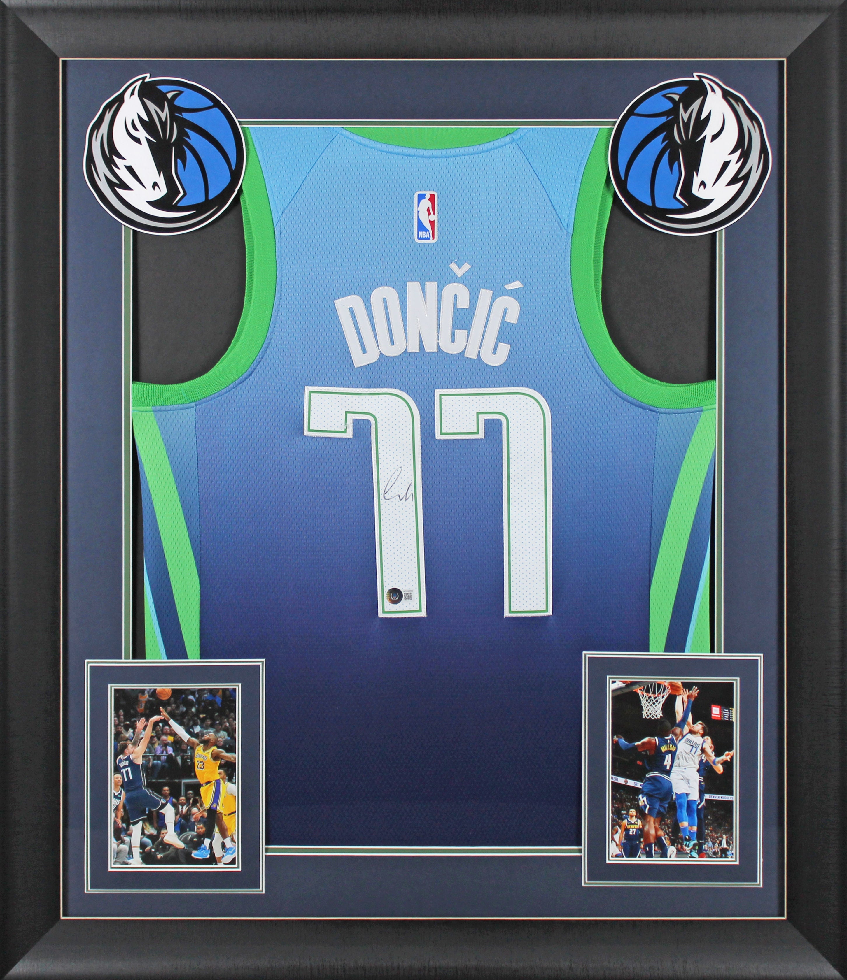 Mavericks Luka Doncic Authentic Signed Blue Nike Framed Jersey BAS #AC69090