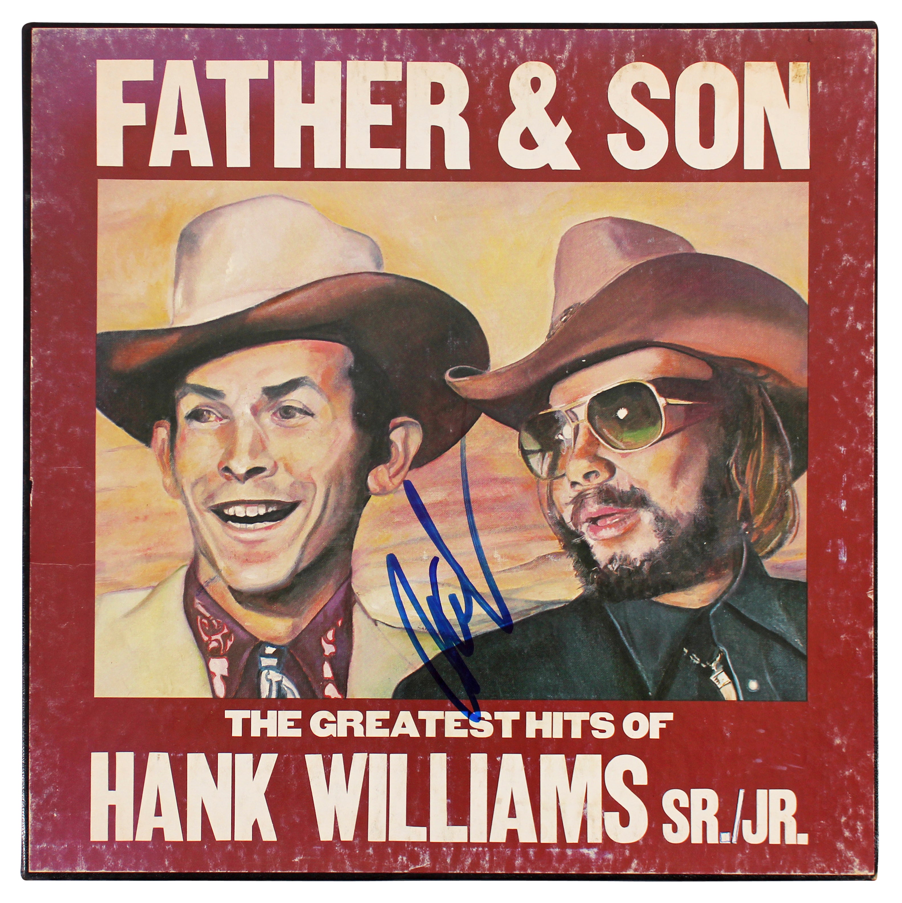 Hank Williams Jr. Authentic Signed Father & Son Album Cover BAS #BG83142