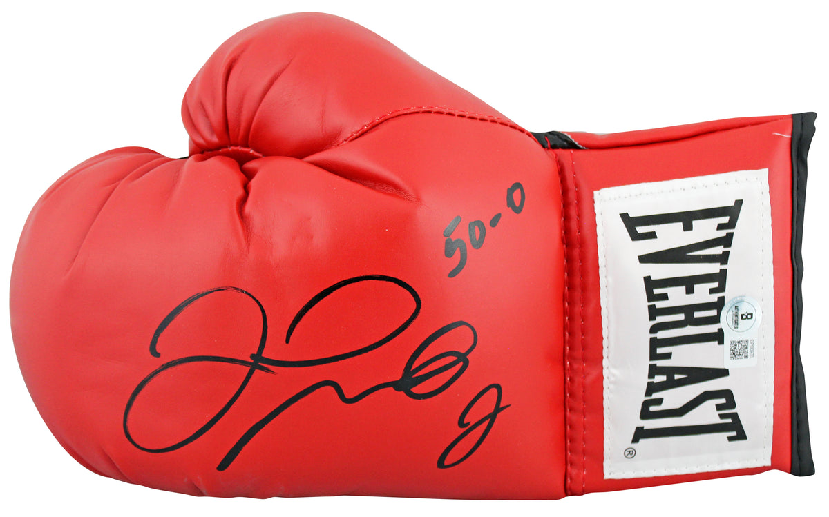 Floyd Mayweather Jr 50-0 Signed Red Left Hand Everlast Boxing Glove BAS #BP00970