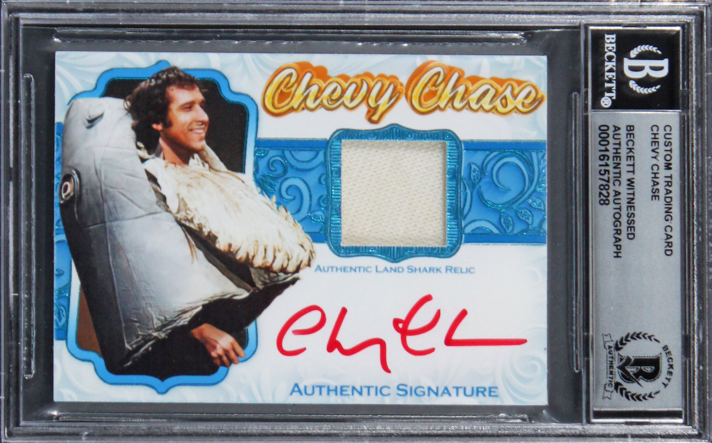 Chevy Chase SNL Signed Landshark Custom Trading Card Auto 10! BAS Slabbed