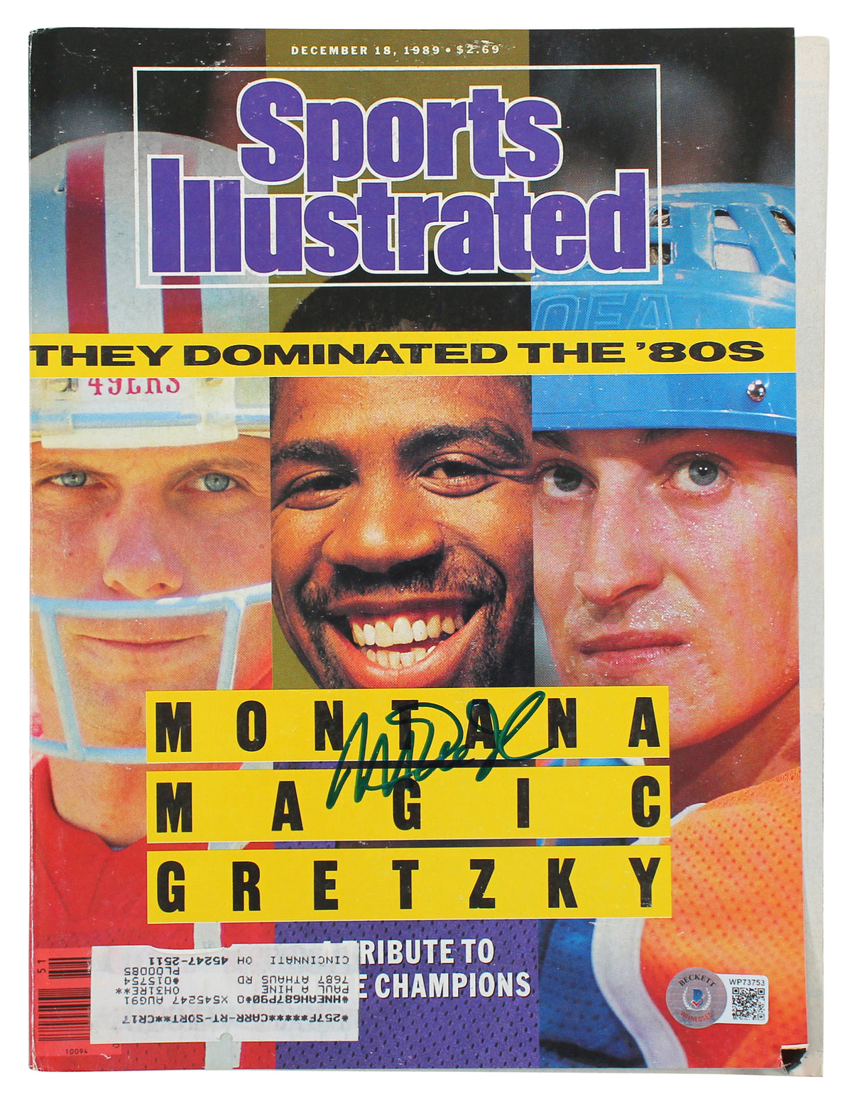 Lakers Magic Johnson Signed 1989 Sports Illustrated Magazine BAS Wit #WP73753