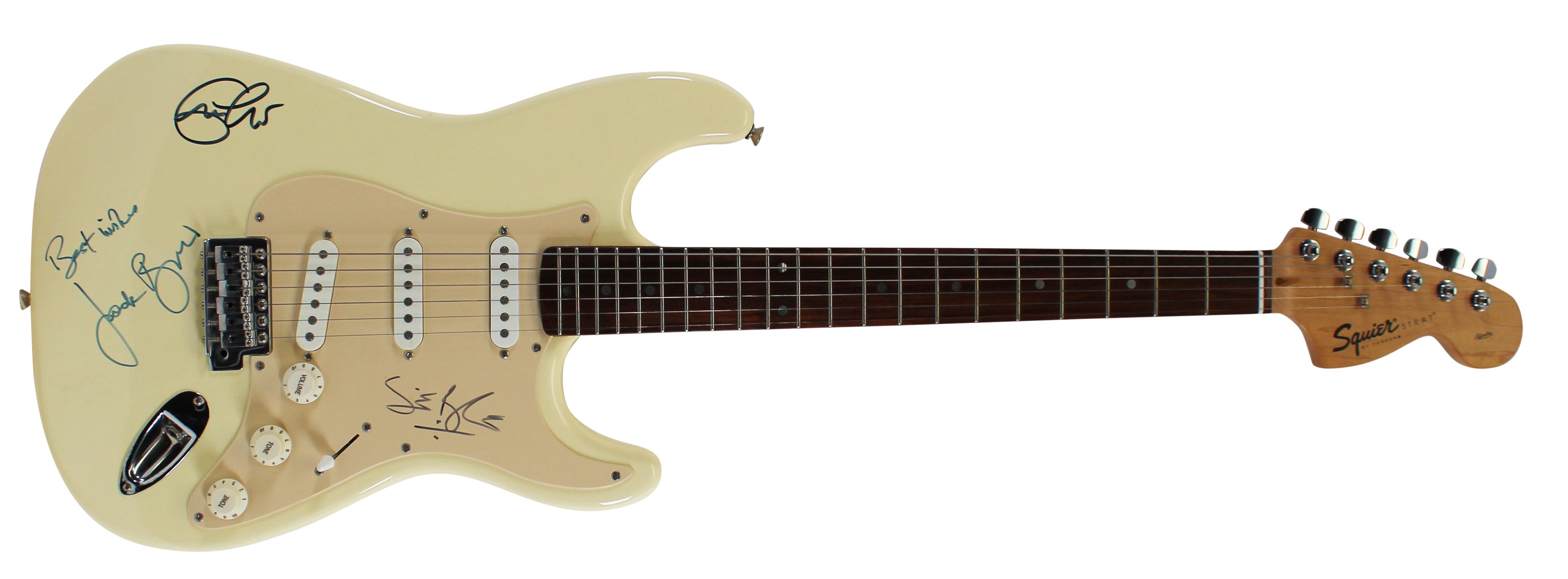 Cream (3) Clapton, Bruce & Baker Authentic Signed Fender Guitar JSA #XX11228