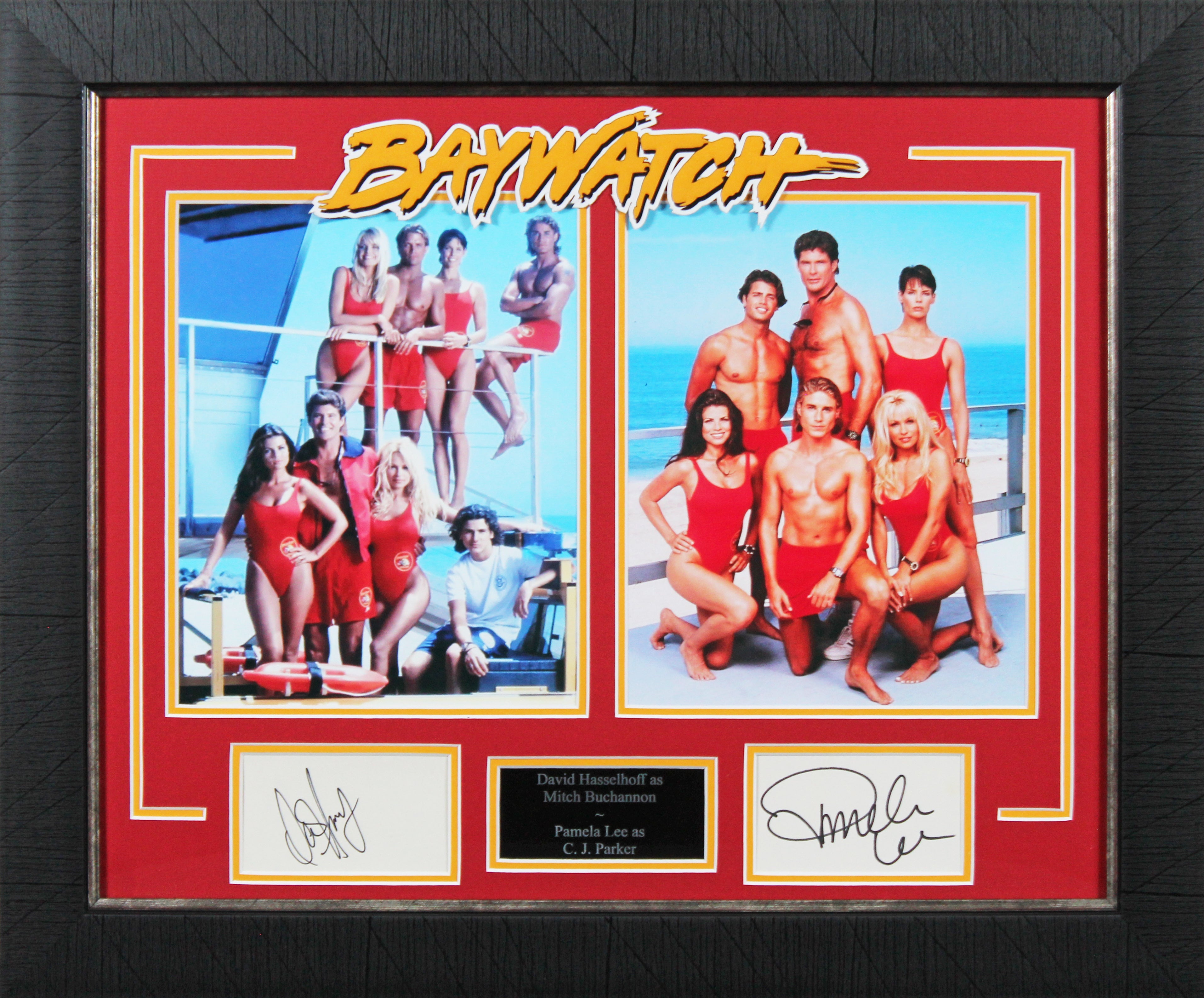 David Hasselhoff & Pamela Anderson Baywatch Signed Framed Display BAS #AD04921