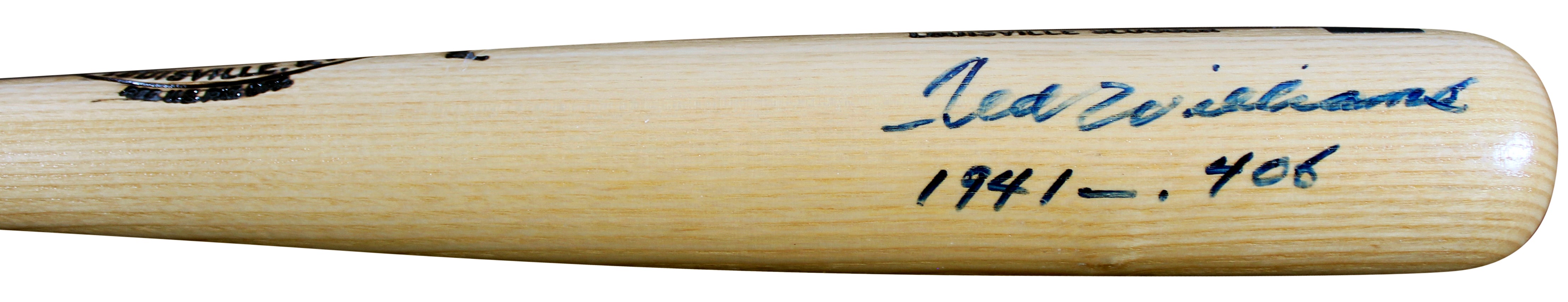 Red Sox Ted Williams "1941 - .406" Signed Louisville Slugger Bat BAS #A55192