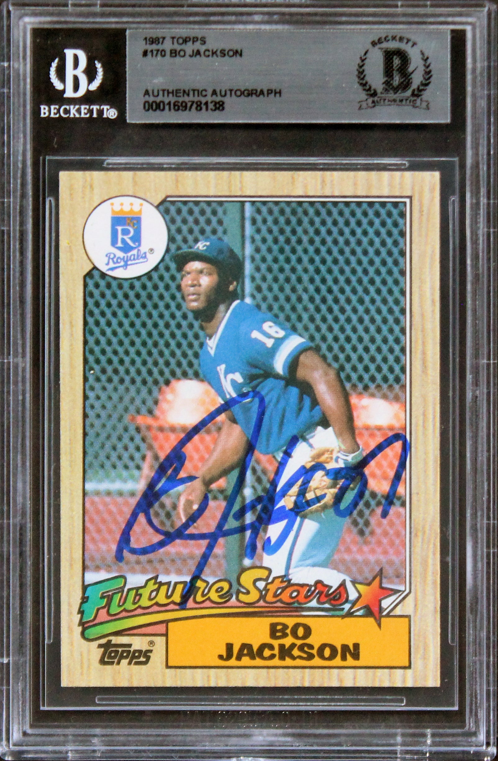 Royals Bo Jackson Authentic Signed 1987 Topps #170 Rookie Card BAS Slabbed