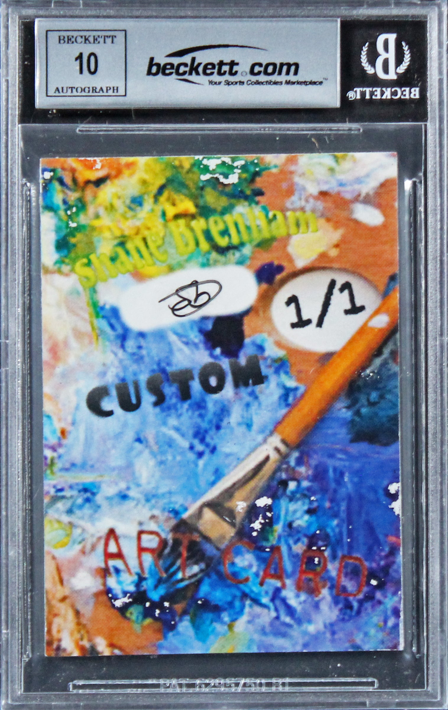 Lakers Magic Johnson Signed Shane Brenham Custom Art #1/1 Card Auto 10! BAS Slab