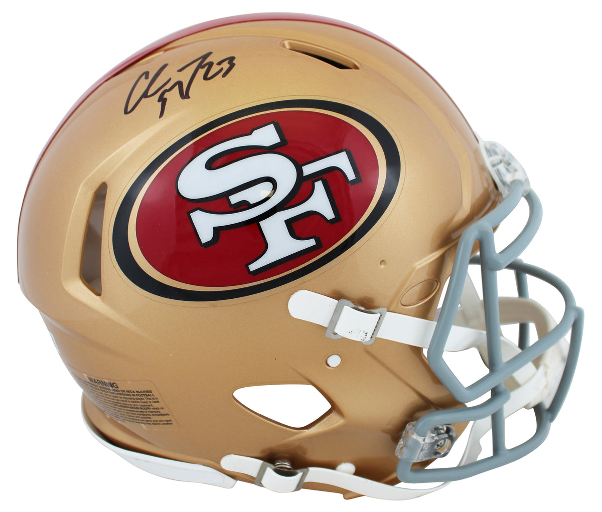 49ers Christian McCaffrey Signed Full Size Speed Proline Helmet BAS Witnessed