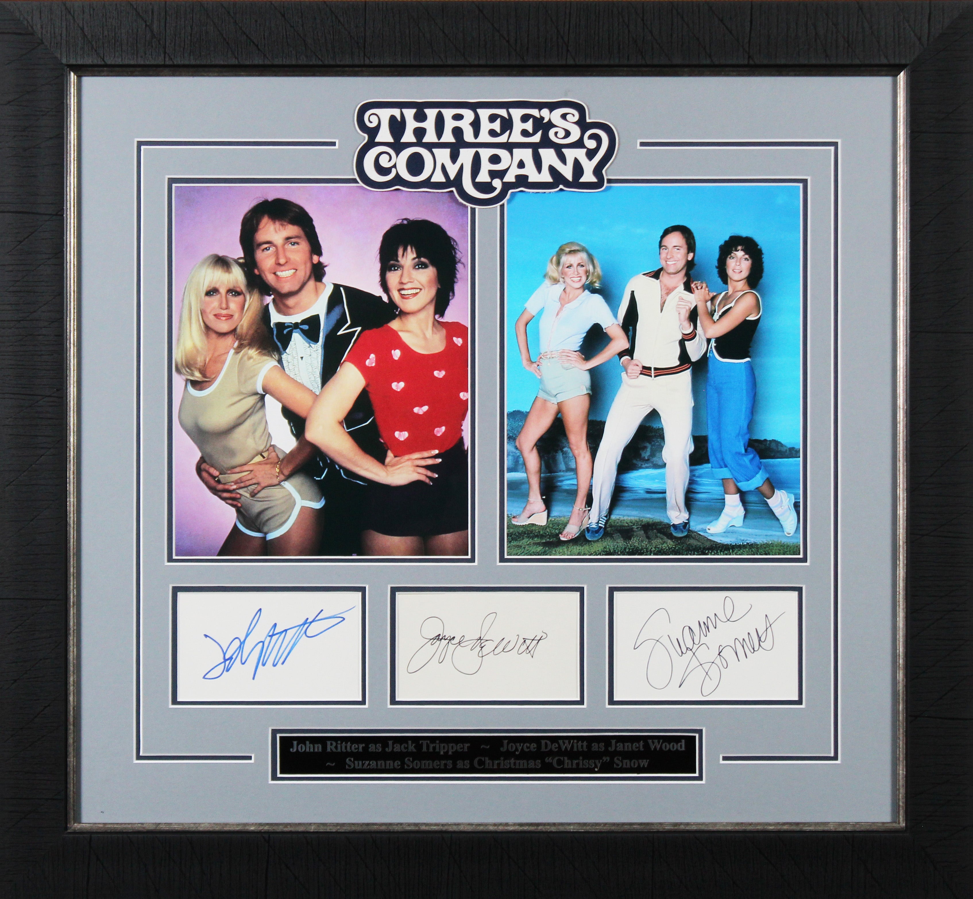 Three's Company Ritter, Sommers & Dewitt Signed Framed Display BAS #AD04980