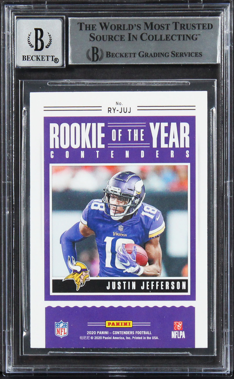 Justin Jefferson Signed 2020 Panini Contenders ROY #3 RC Card Auto 10! BAS Slab
