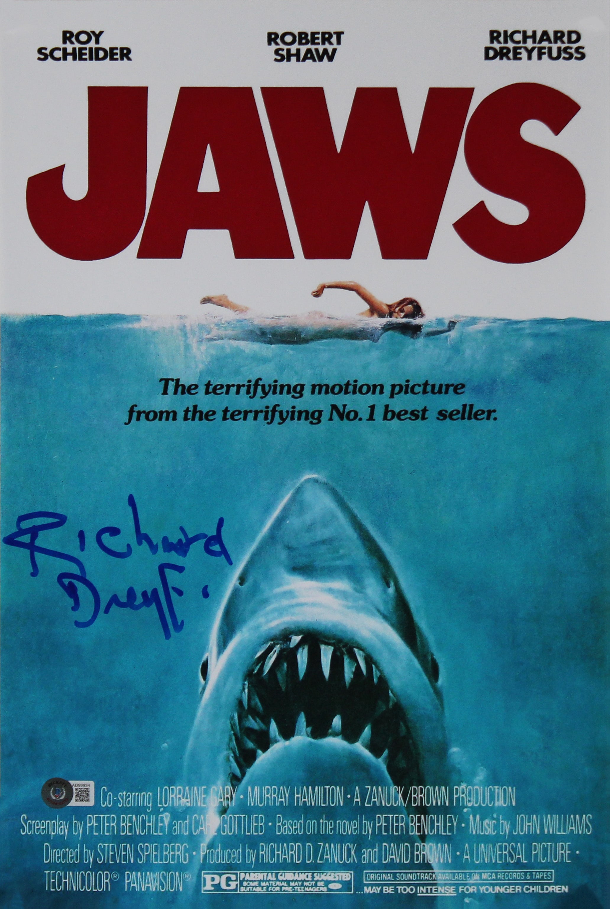 Richard Dryfuss Jaws Authentic Signed 12x18 Photo Autographed BAS #AD99934