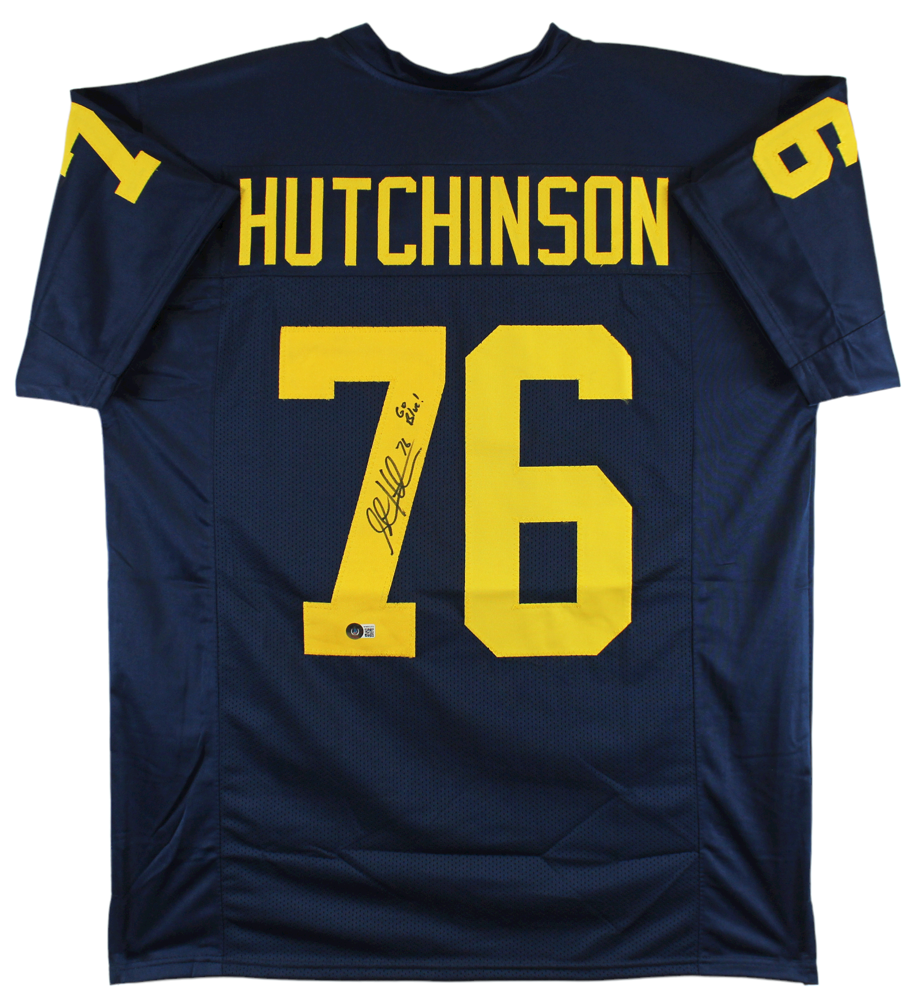 Steve Hutchinson "Go Blue!" Authentic Signed Navy Blue Pro Style Jersey BAS Wit