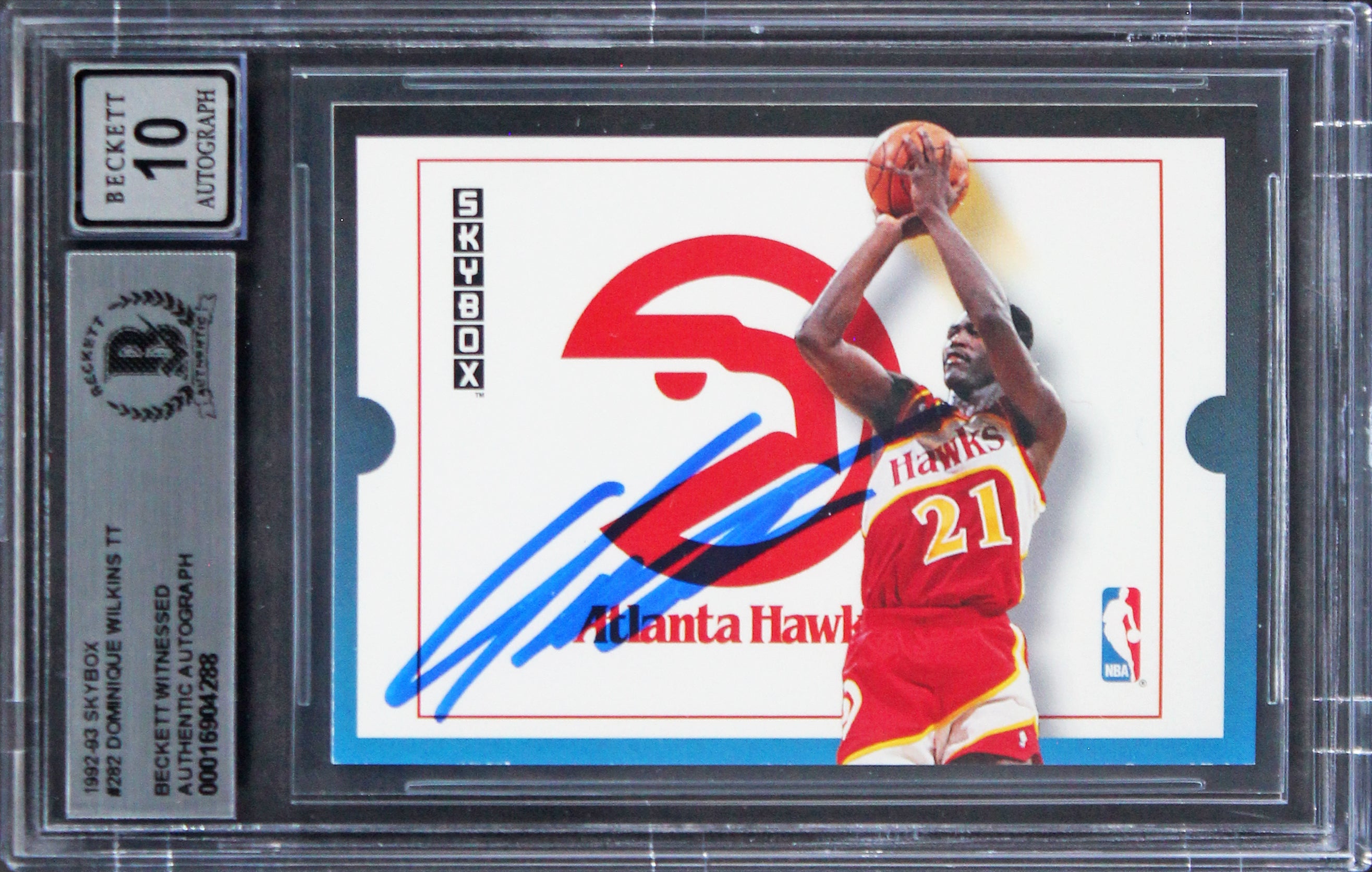 Hawks Dominique Wilkins Authentic Signed 1992 Skybox #282 Card Auto 10! BAS Slab