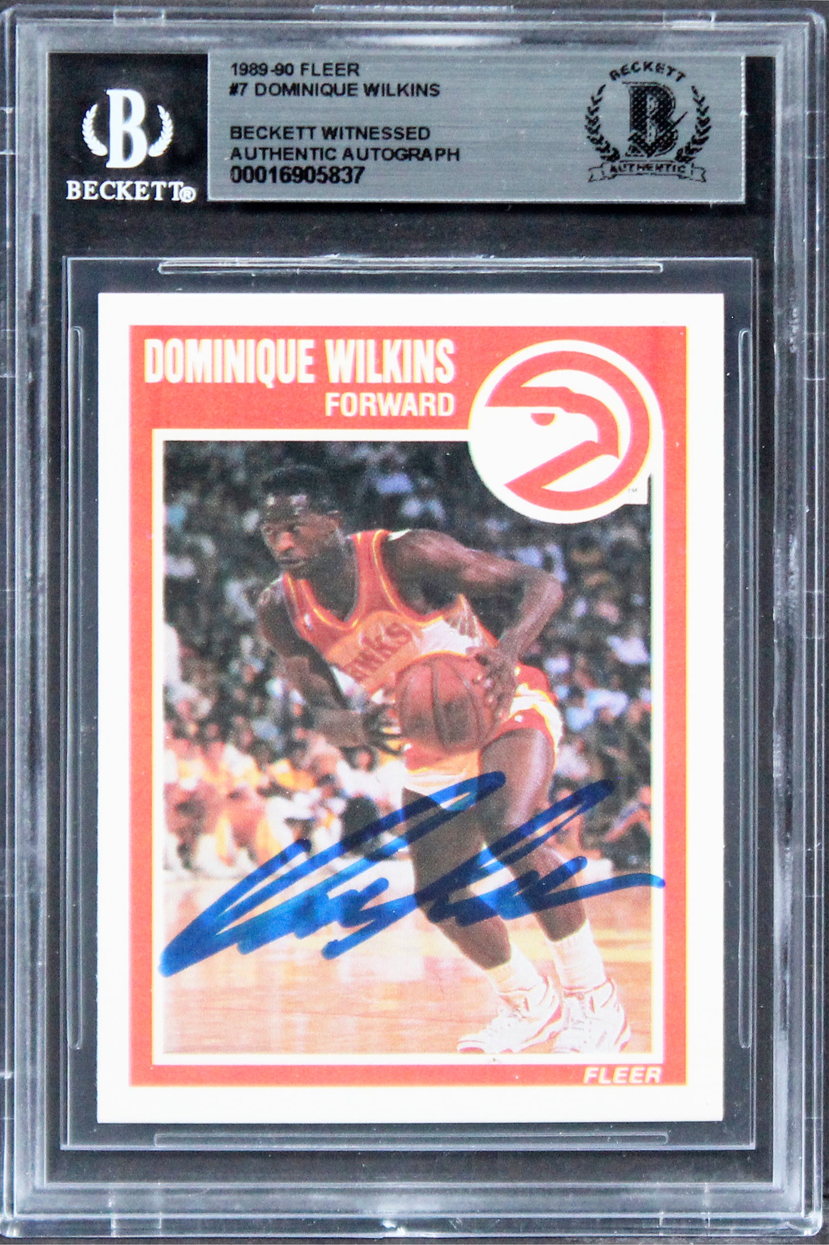 Hawks Dominique Wilkins Authentic Signed 1989 Fleer #7 Card BAS Slabbed