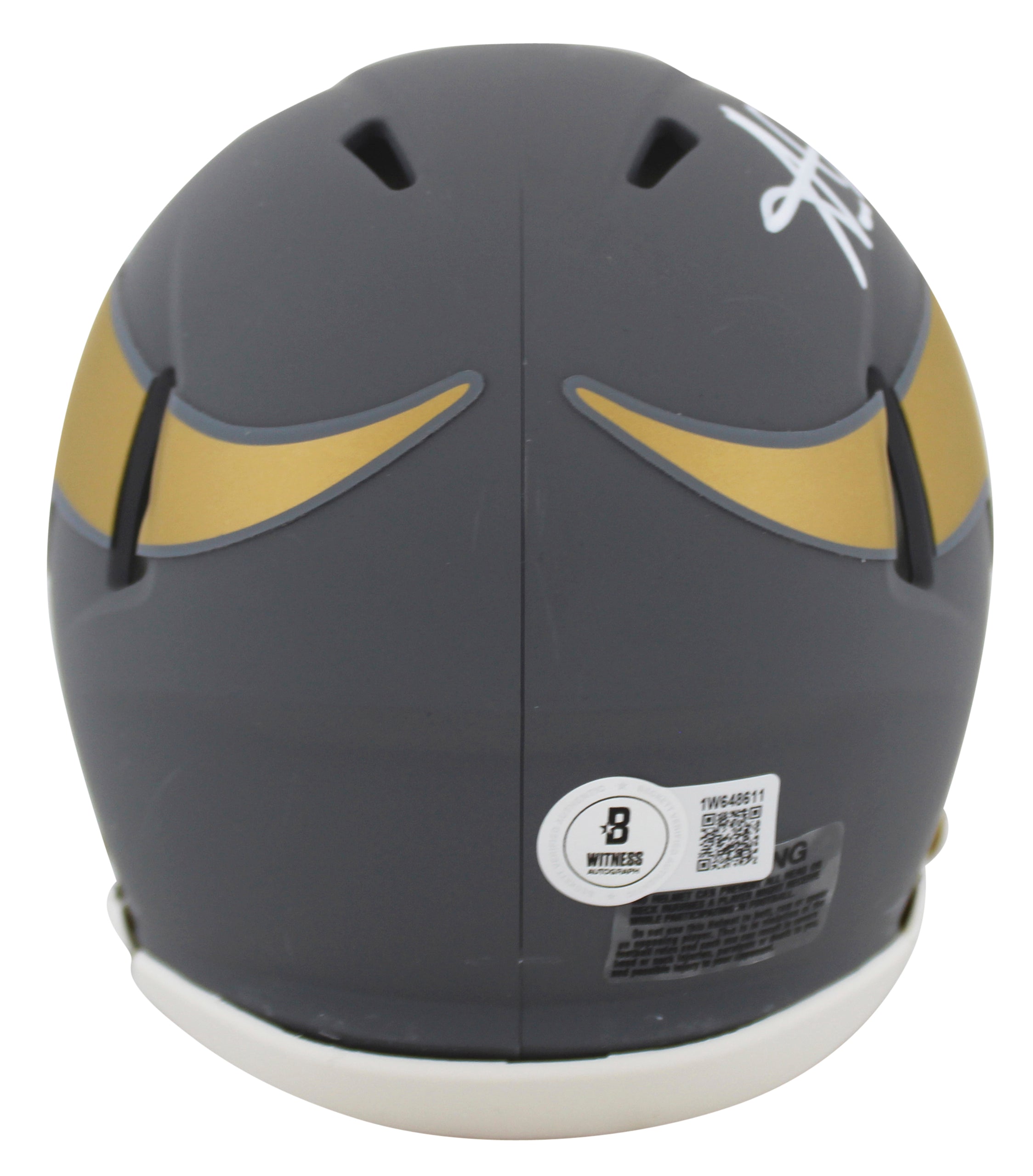 Vikings Aaron Jones Authentic Signed Slate Speed Mini Helmet W/ Case BAS Witness