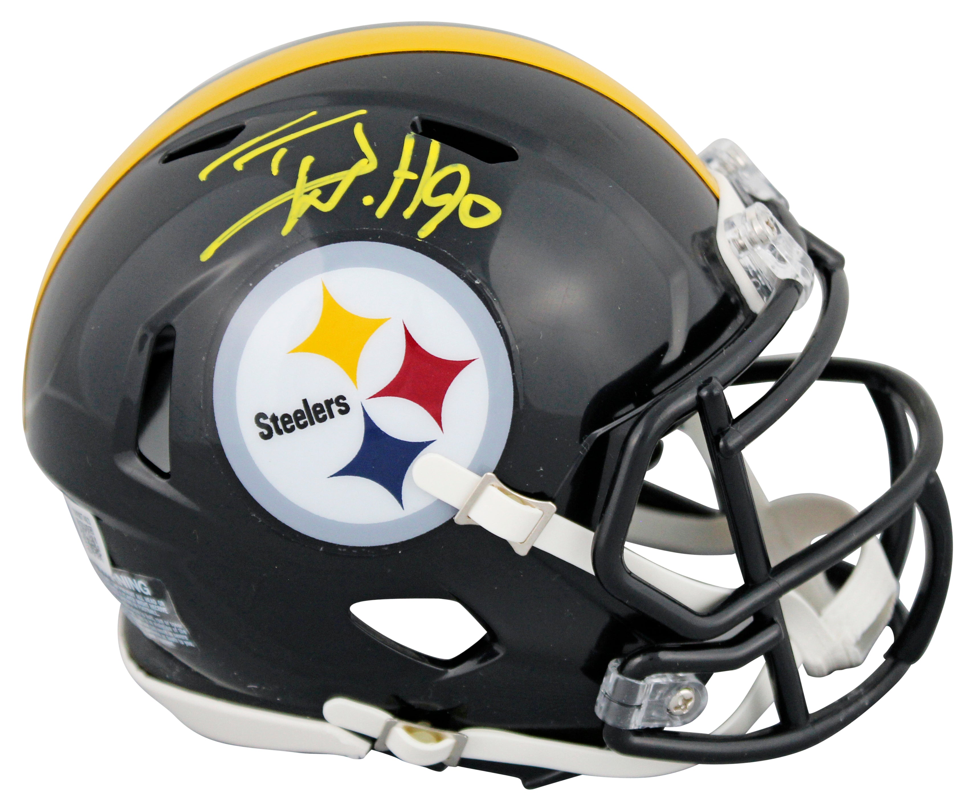 Steelers T.J. Watt Authentic Signed Black Speed Mini Helmet BAS Wit #1W867463