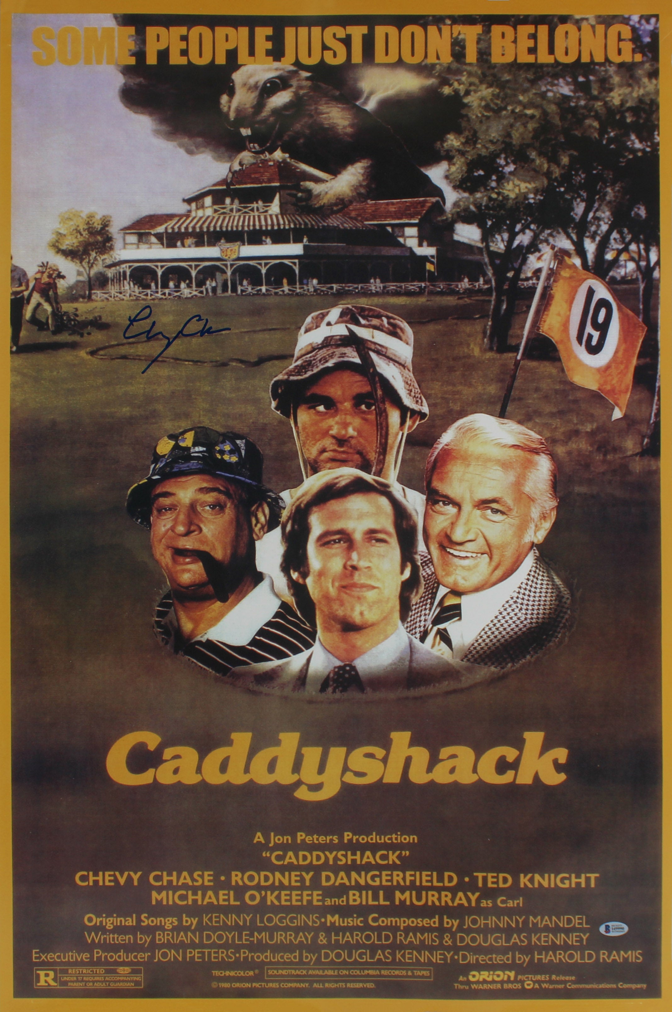 Chevy Chase Caddyshack Authentic Signed 23.5x35.5 Poster BAS Witnessed #I49990