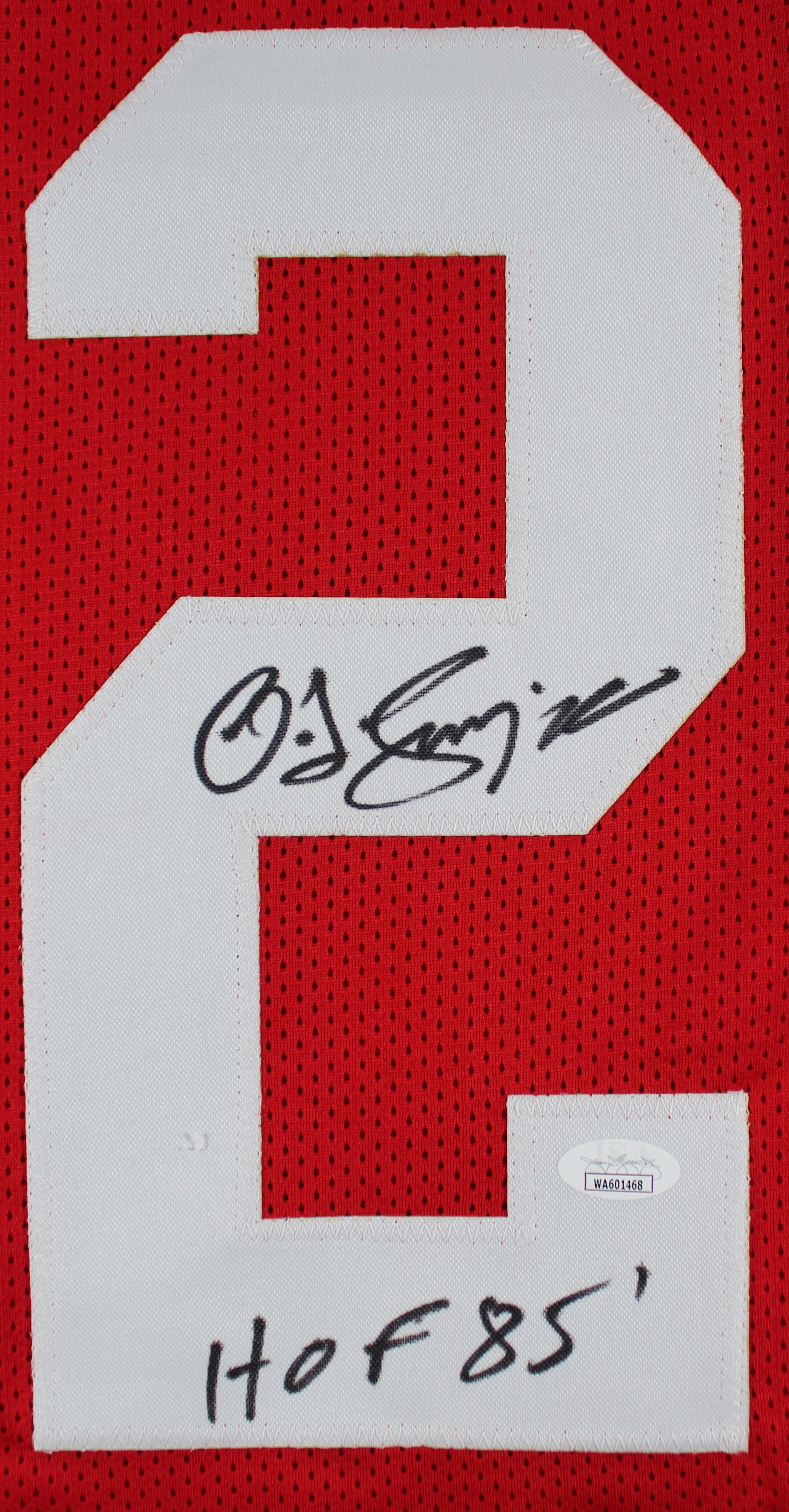 O.J. Simpson "HOF 85" Authentic Signed Red Pro Style Jersey BAS Witnessed